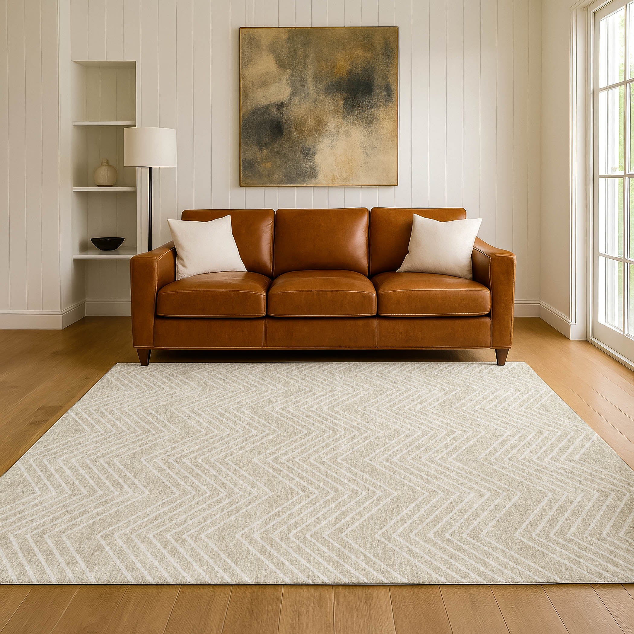 Chiang Mai Machine Washable Traditional Beige Brown Rug 3' x 5' #shape_Rectangle