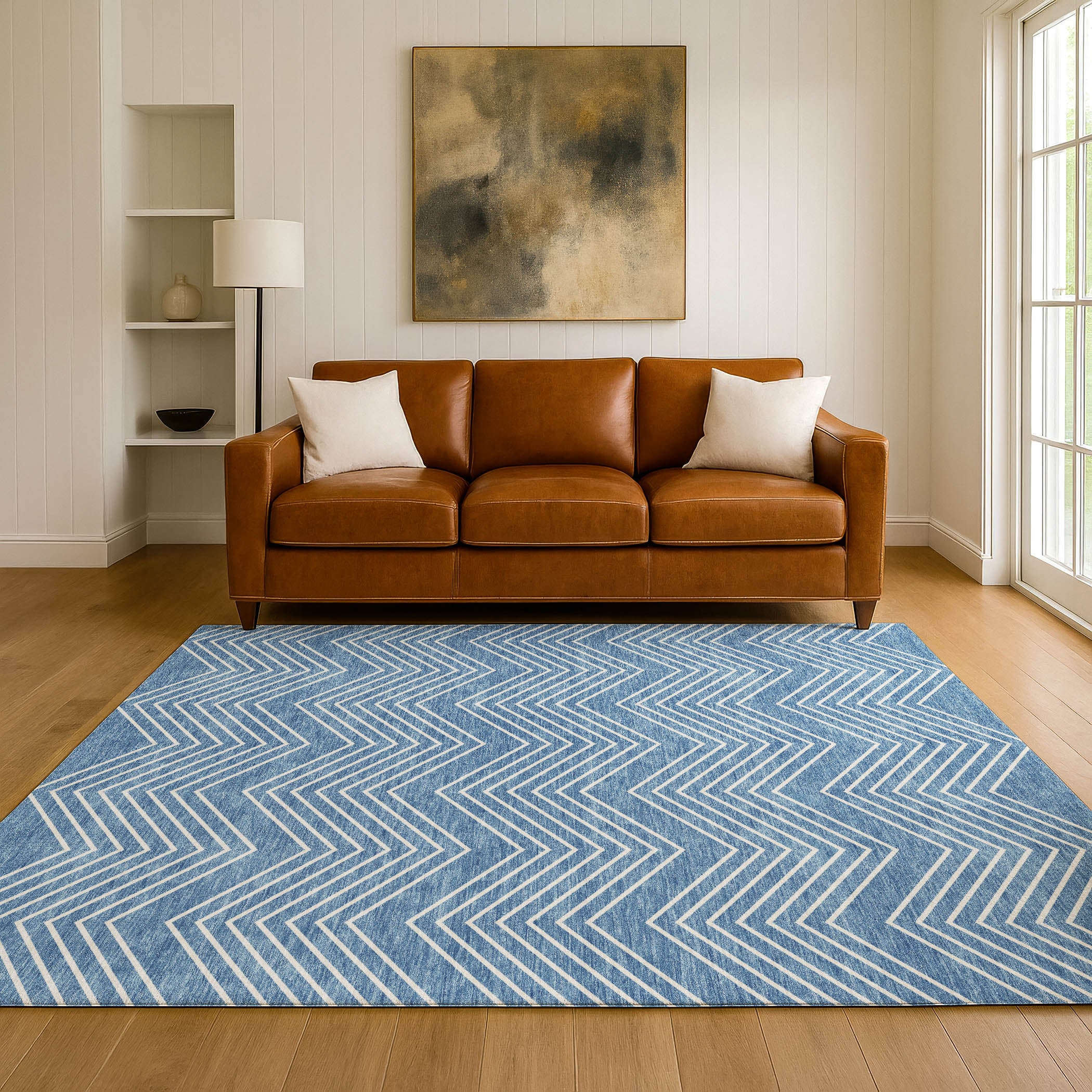 Chiang Mai Machine Washable Traditional Blue Rug 3' x 5' #shape_Rectangle