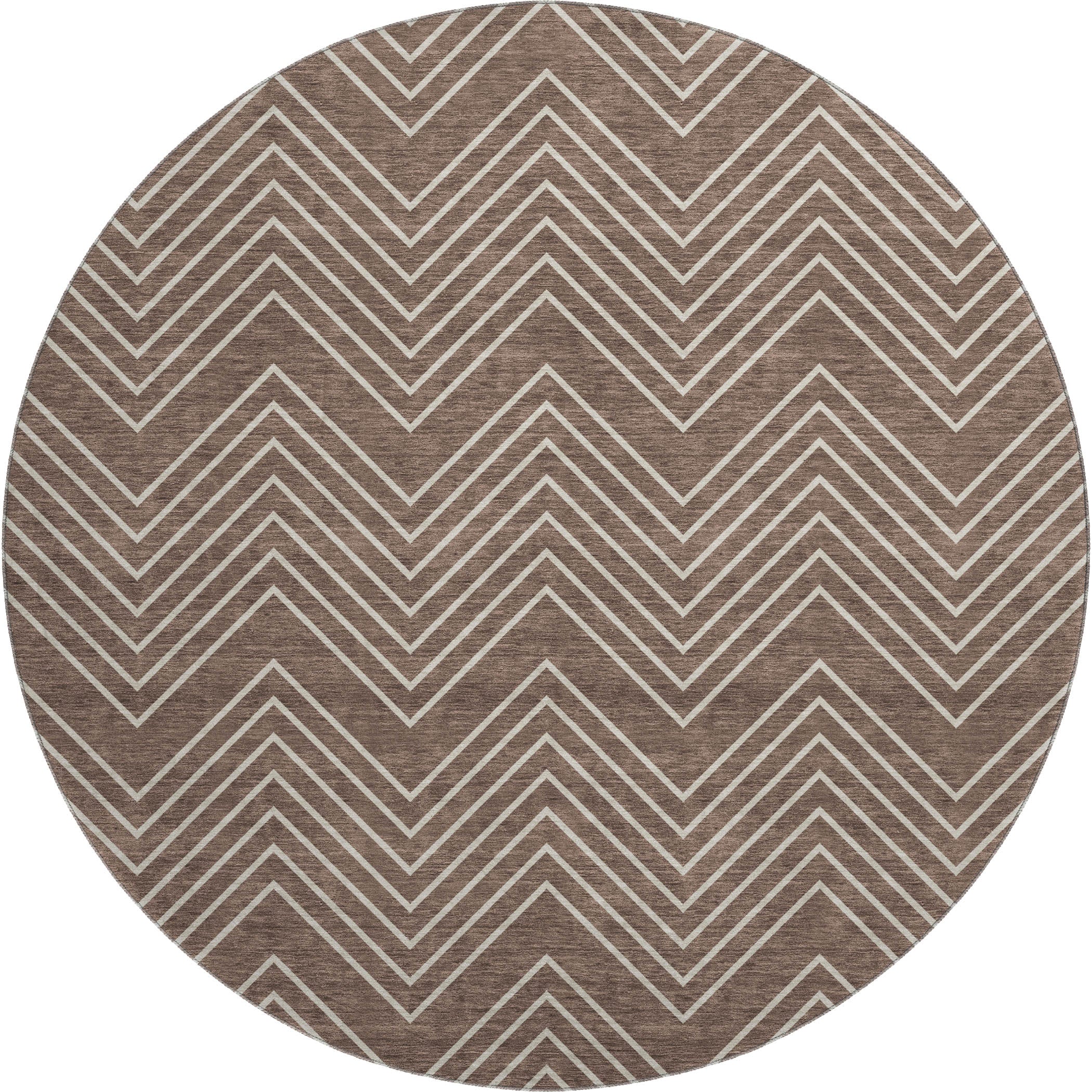 Chiang Mai Machine Washable Traditional Brown Rug 8' x 8' #shape_Round