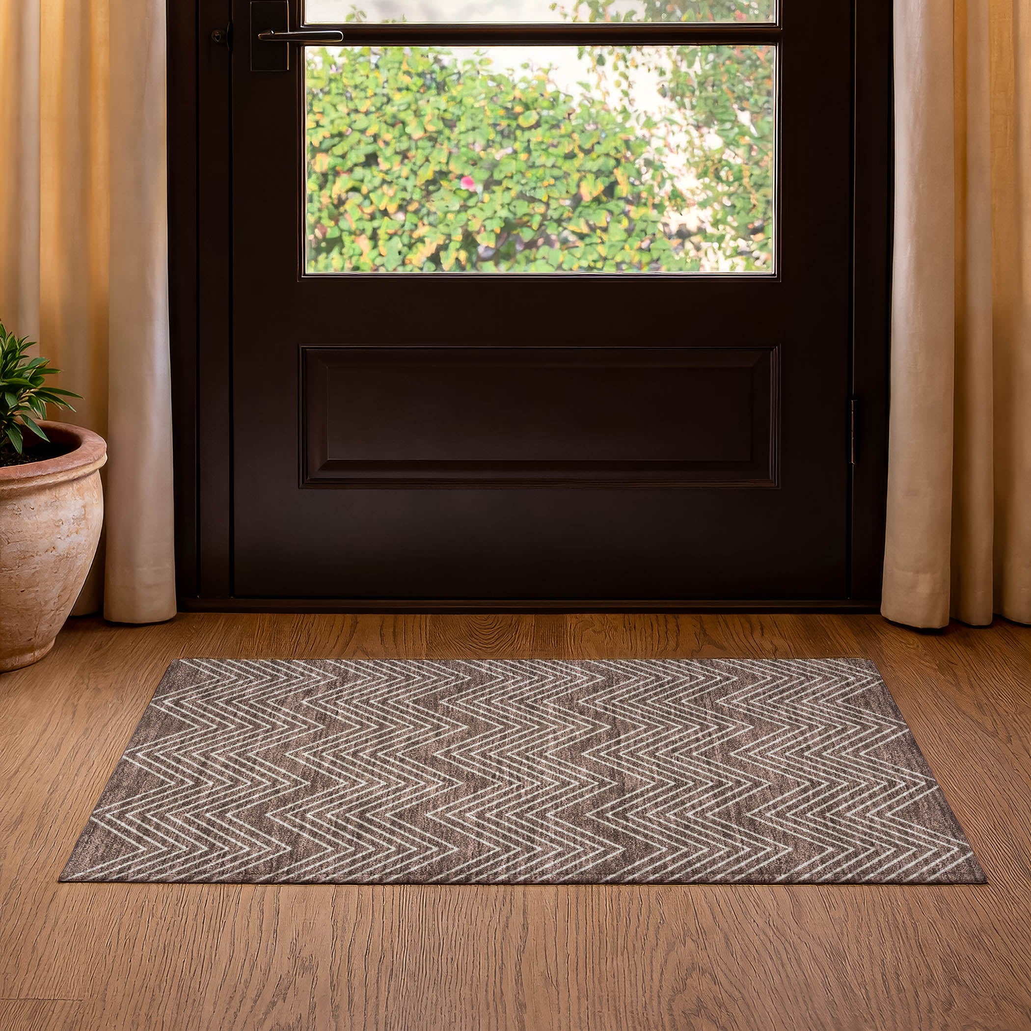 Chiang Mai Machine Washable Traditional Brown Rug 1'8" x 2'6" #shape_Rectangle