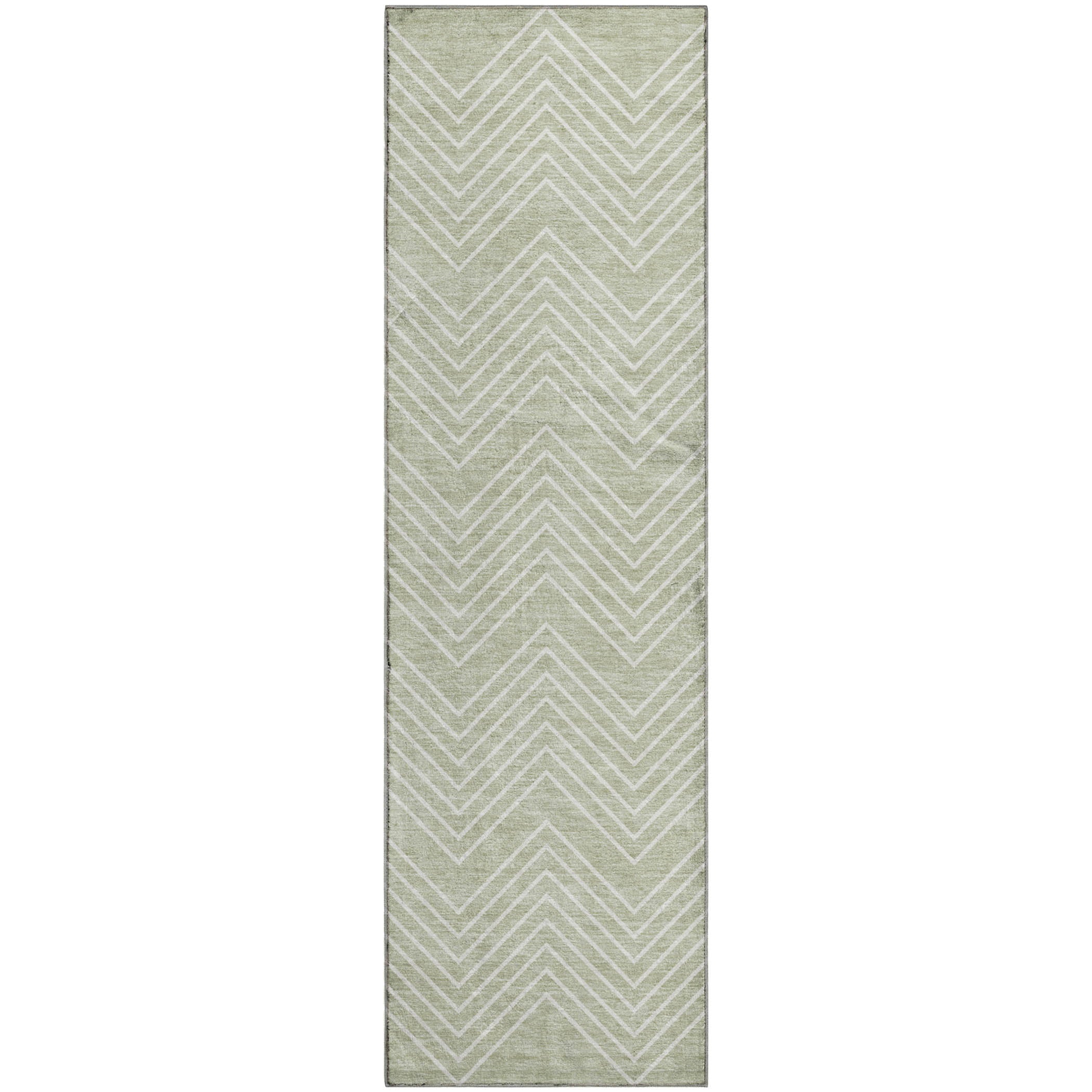 Chiang Mai Machine Washable Traditional Celery Green Rug 2'3" x 7'6" #shape_Runner
