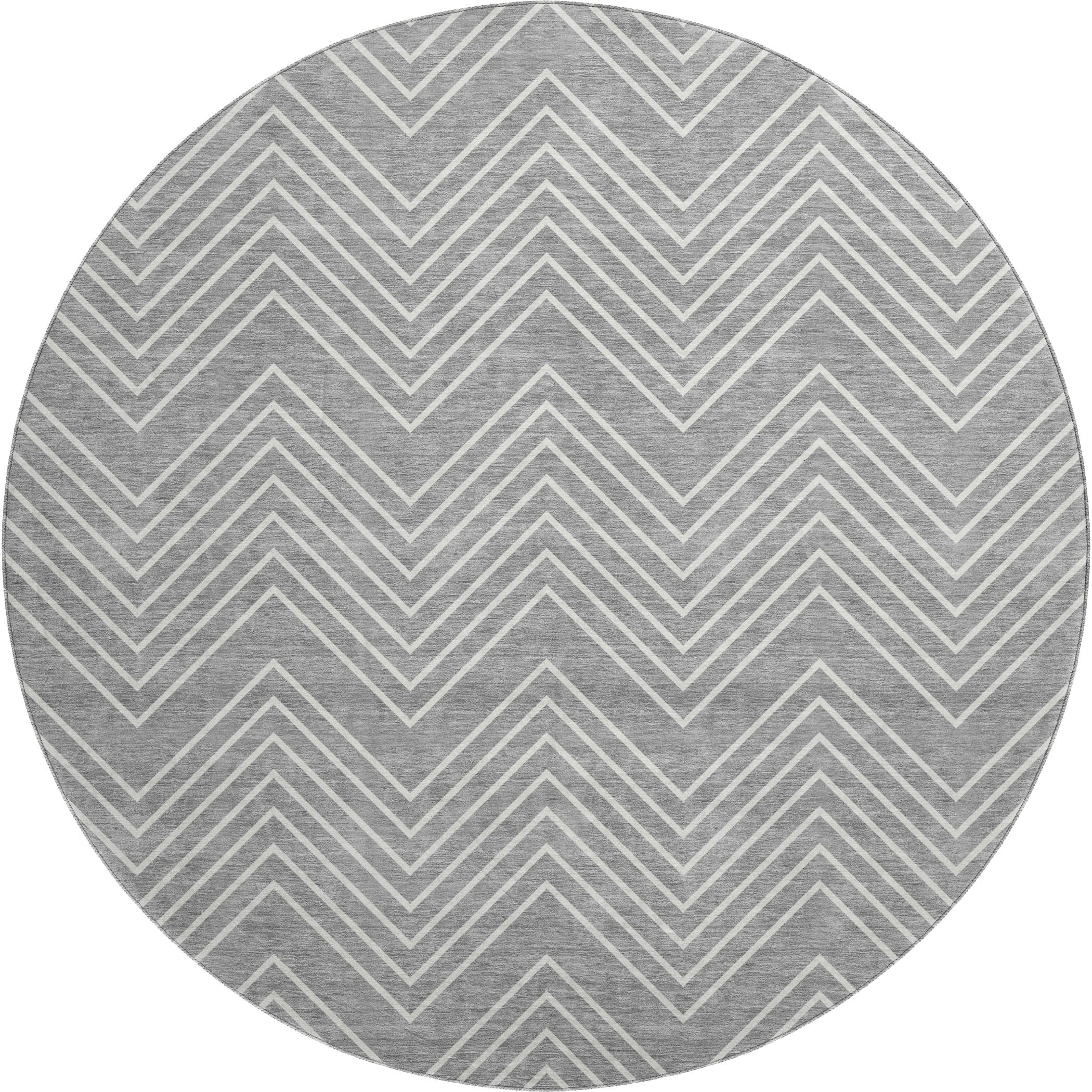 Chiang Mai Machine Washable Transitional Gray Rug 8' x 8' #shape_Round