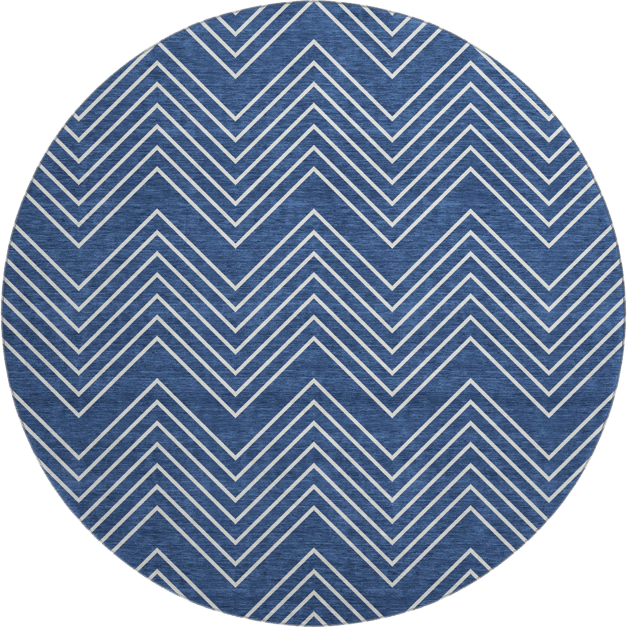 Chiang Mai Machine Washable Transitional Navy Blue Rug 8' x 8' #shape_Round