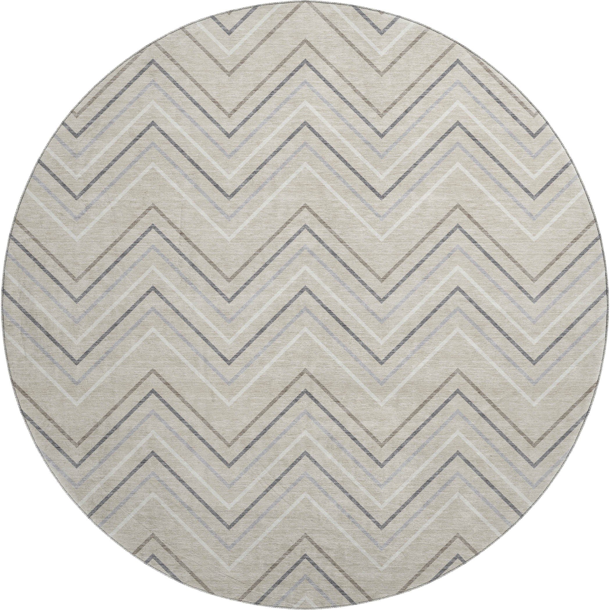 Mostar Machine Washable Transitional Beige Brown Rug 8' x 8' #shape_Round