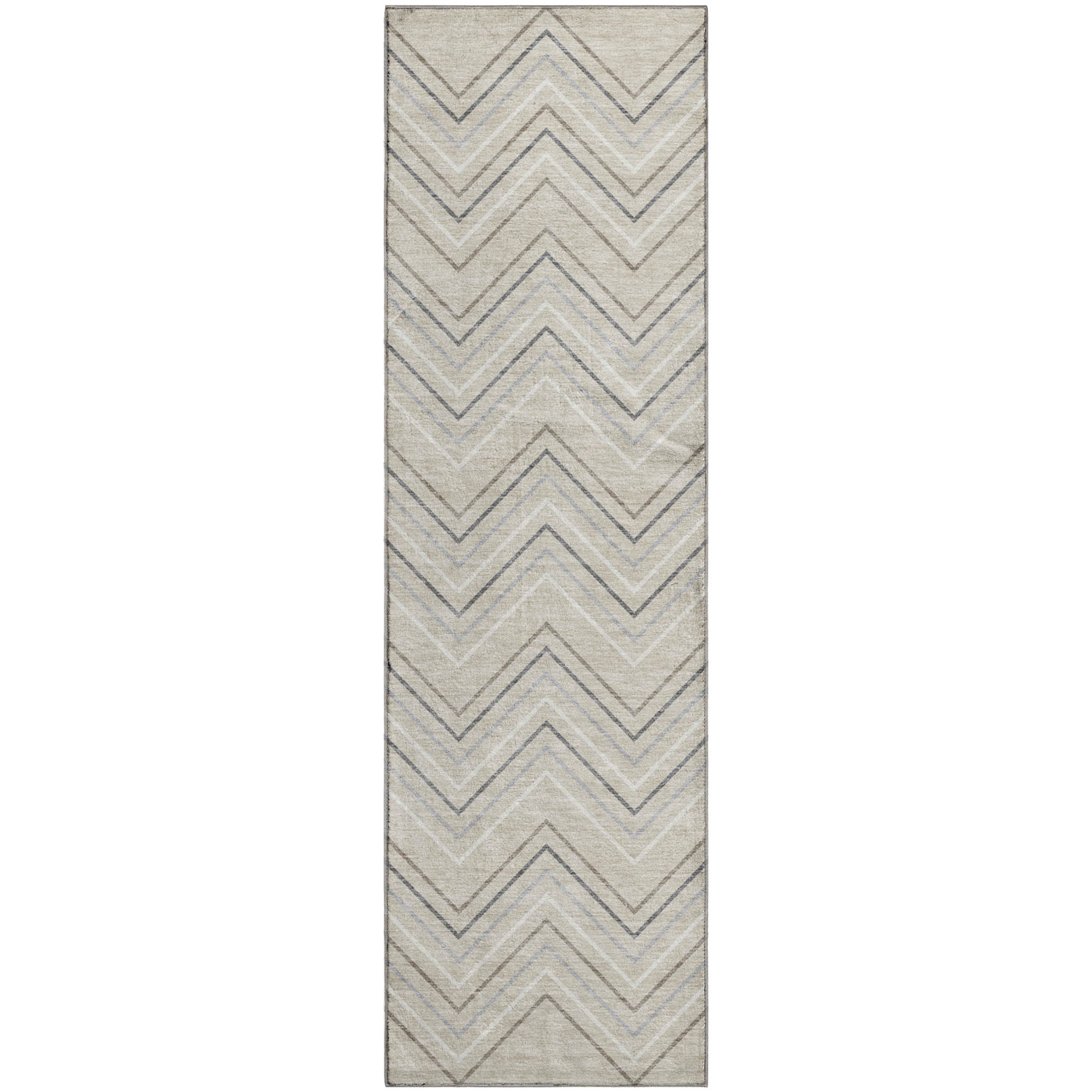 Mostar Machine Washable Transitional Beige Brown Rug 2'3" x 7'6" #shape_Runner