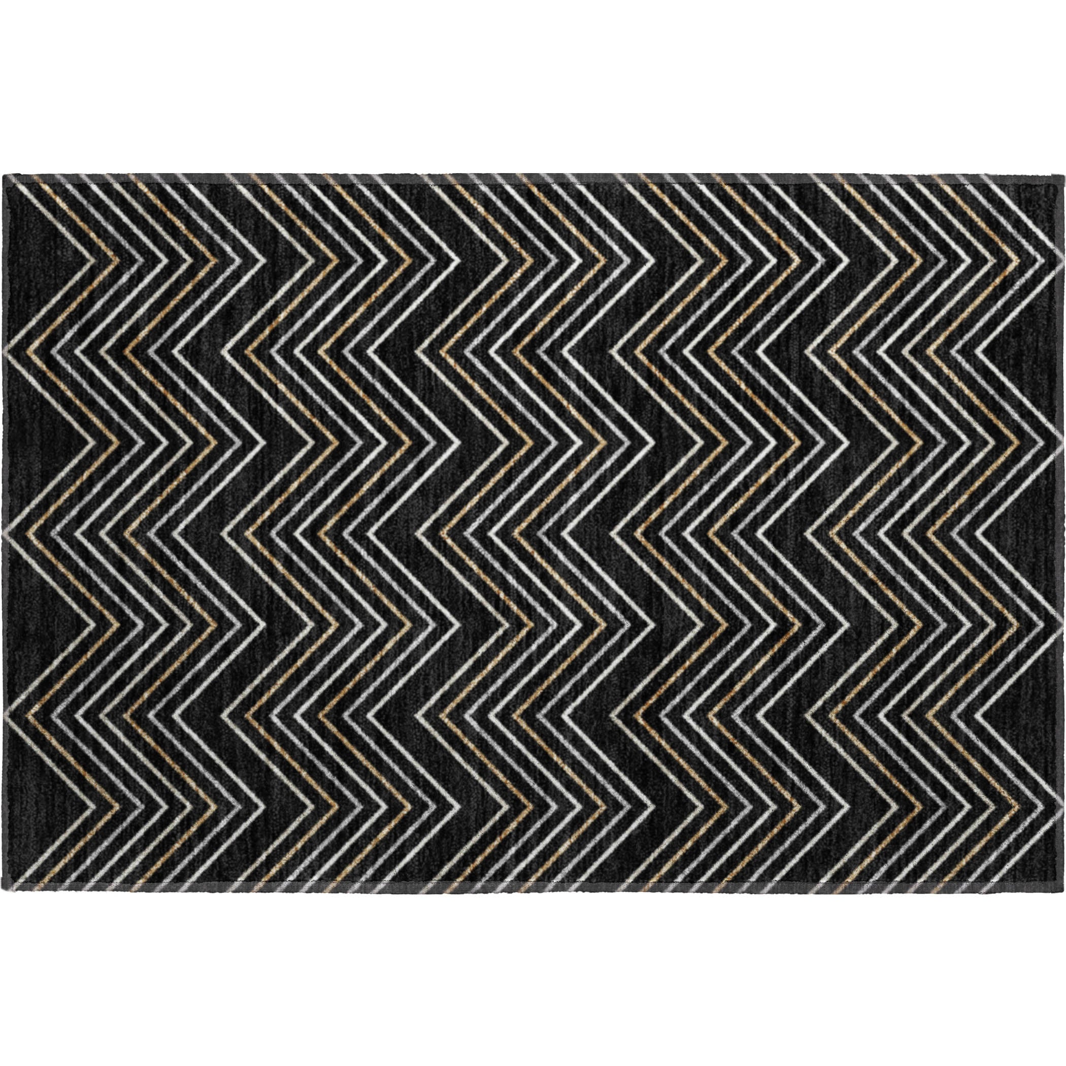 Mostar Machine Washable Transitional Black Rug 1'8" x 2'6" #shape_Rectangle
