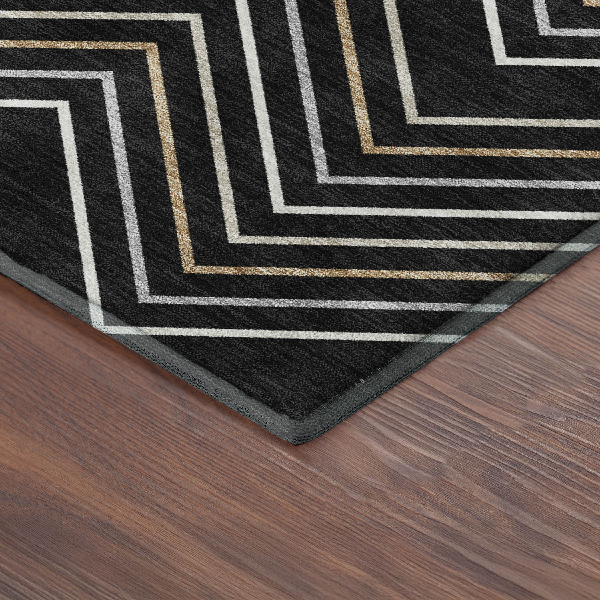 Mostar Machine Washable Transitional Black Rug 1'8" x 2'6" #shape_Rectangle