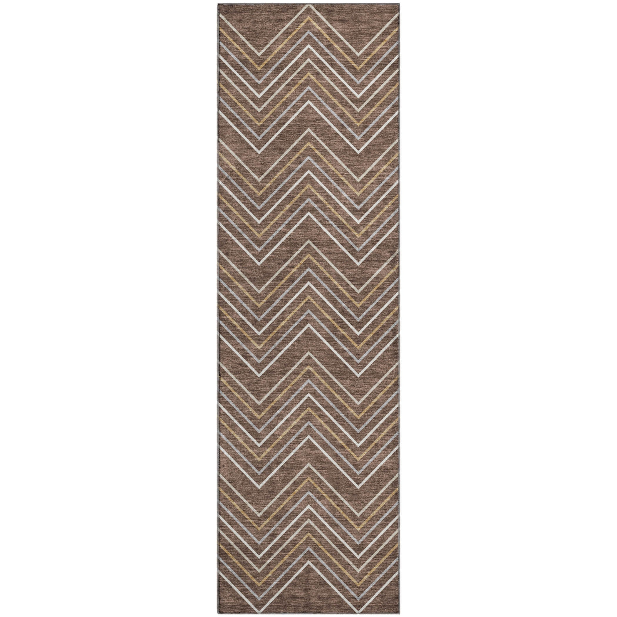 Mostar Machine Washable Transitional Brown Rug 2'3" x 7'6" #shape_Runner