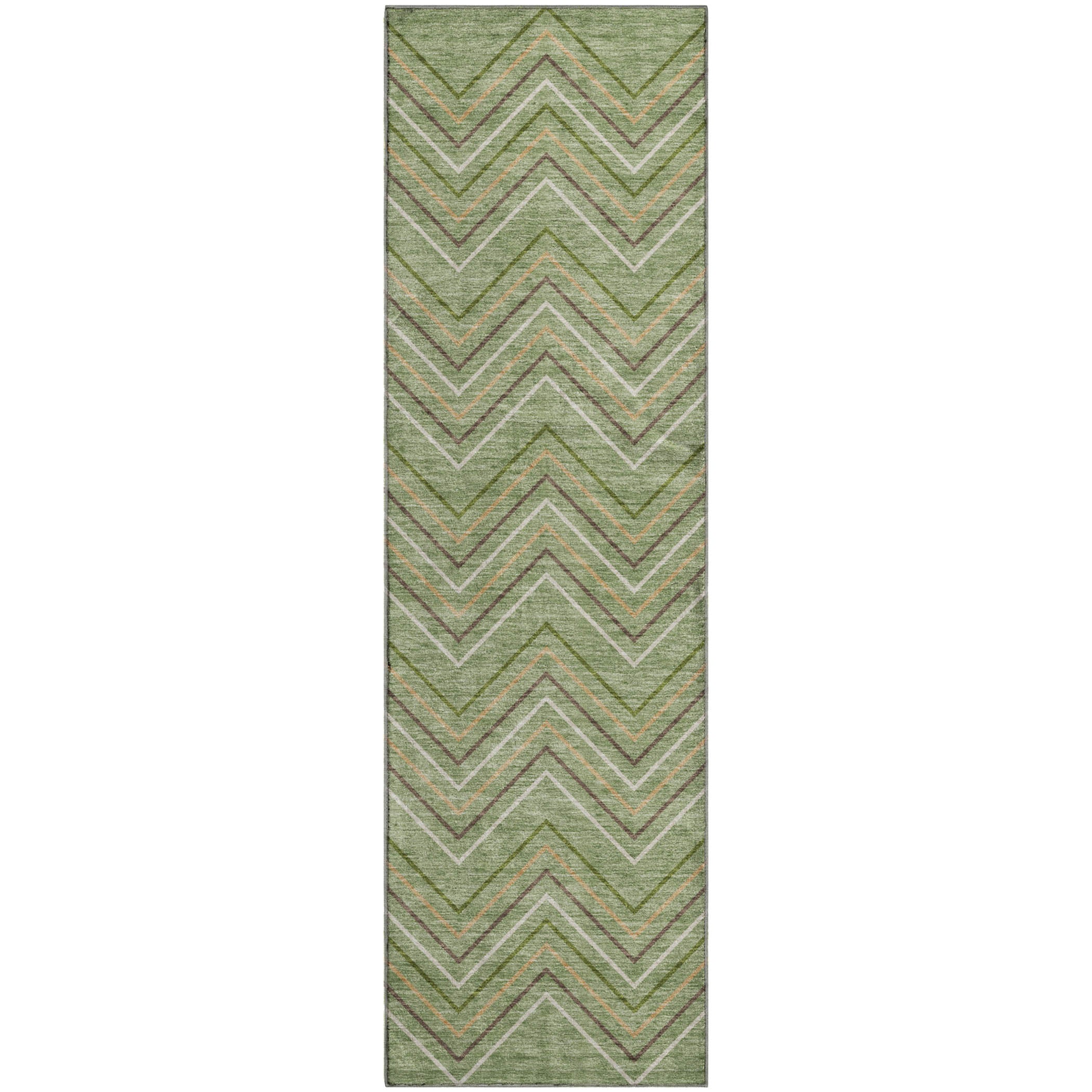 Mostar Machine Washable Transitional Green Rug 2'3" x 7'6" #shape_Runner
