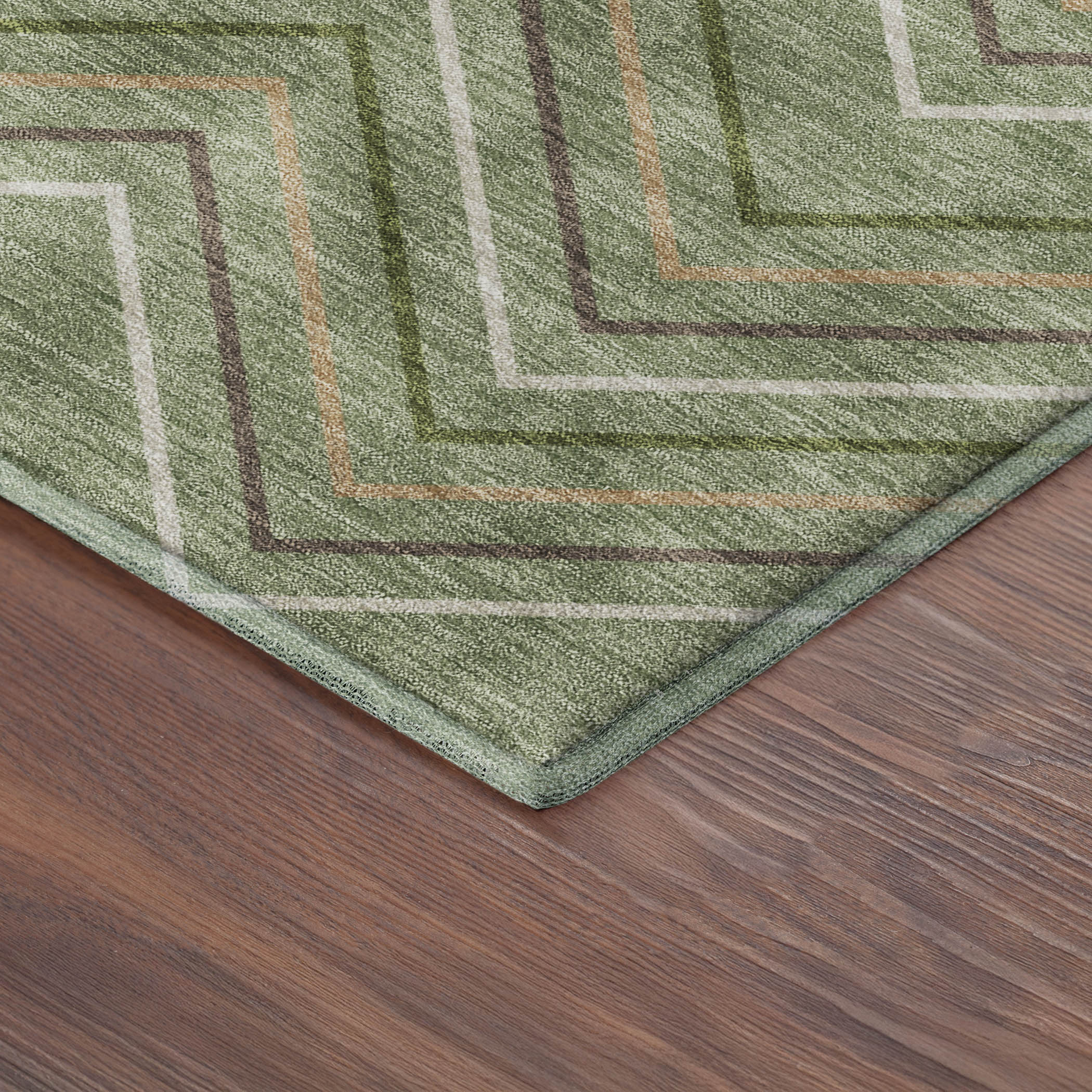 Mostar Machine Washable Transitional Green Rug 1'8" x 2'6" #shape_Rectangle