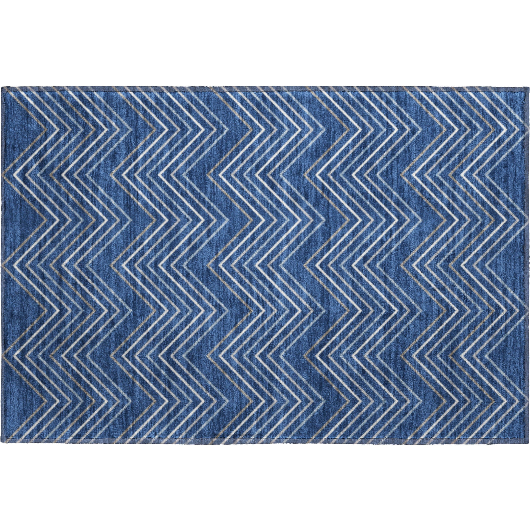 Mostar Machine Washable Traditional Navy Blue Rug 1'8" x 2'6" #shape_Rectangle