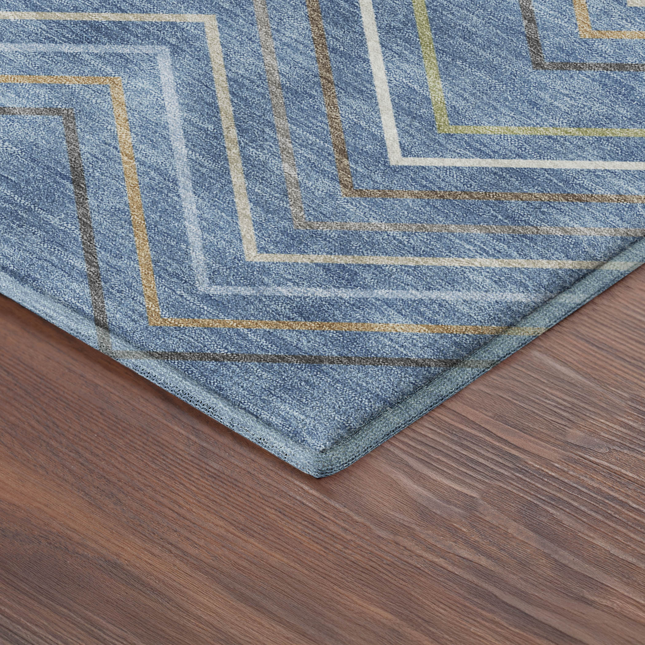Santorini Machine Washable Traditional Blue Rug 1'8" x 2'6" #shape_Rectangle