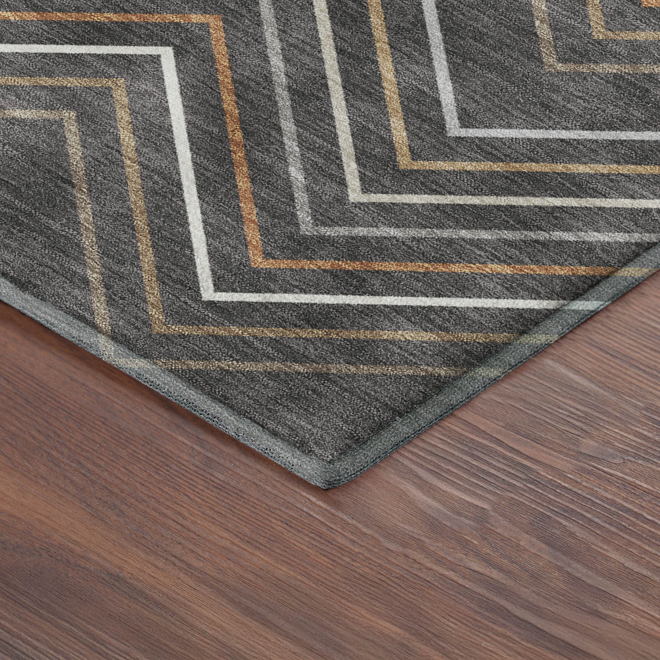 Santorini Machine Washable Traditional Charcoal Gray Rug 1'8" x 2'6" #shape_Rectangle
