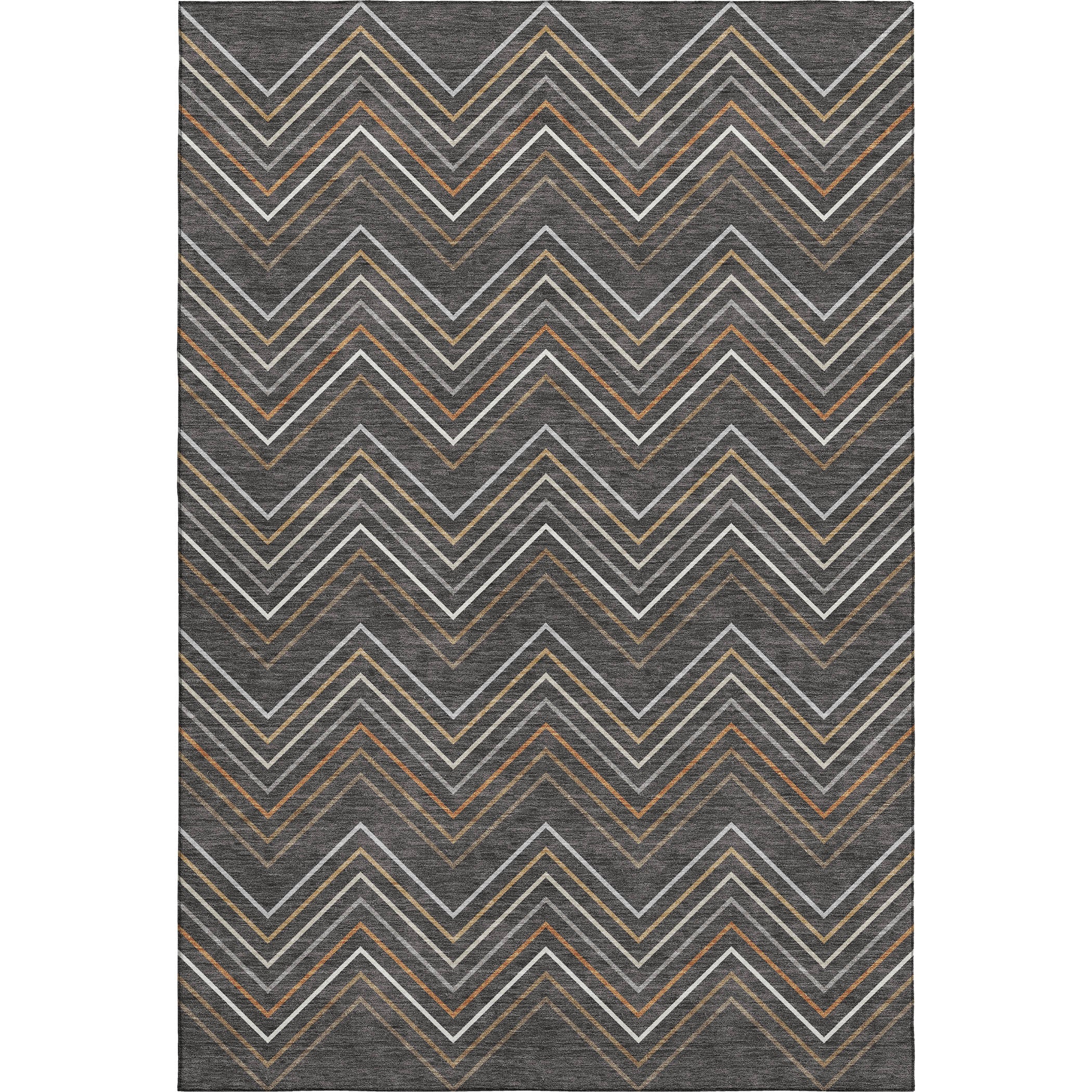 Santorini Machine Washable Traditional Charcoal Gray Rug 3' x 5' #shape_Rectangle