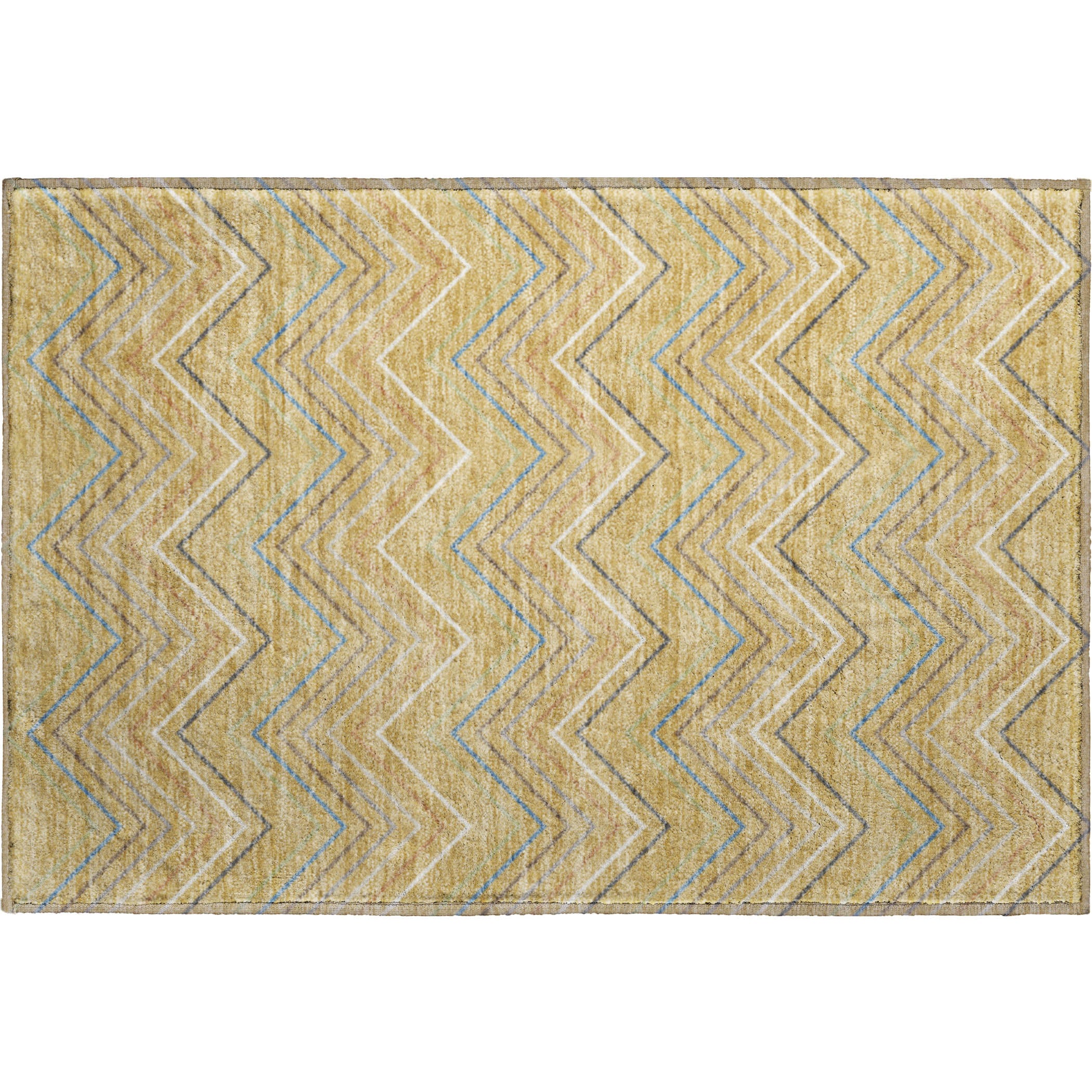 Santorini Machine Washable Traditional Gold Rug 1'8" x 2'6" #shape_Rectangle