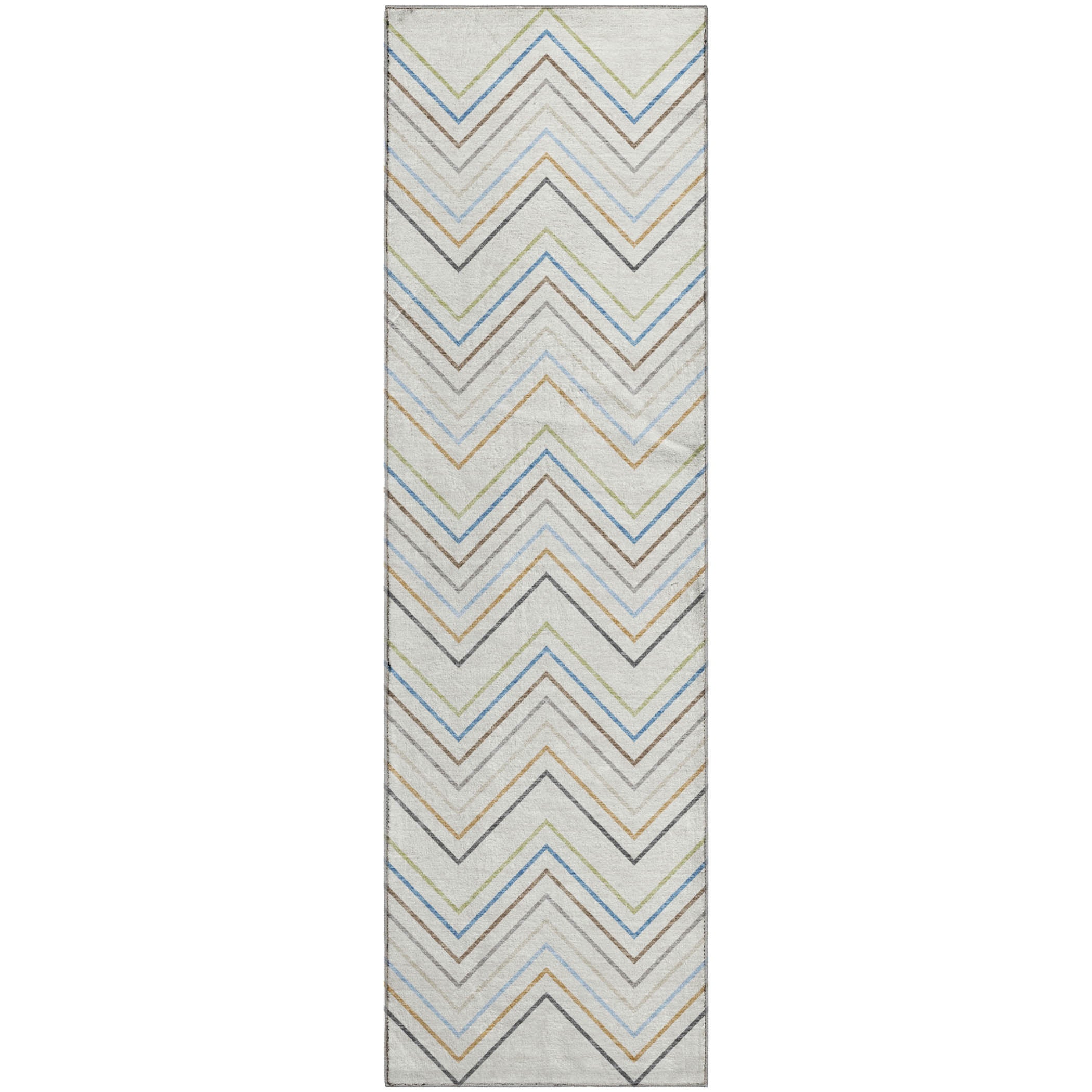 Santorini Machine Washable Traditional Ivory Rug 2'3" x 7'6" #shape_Runner