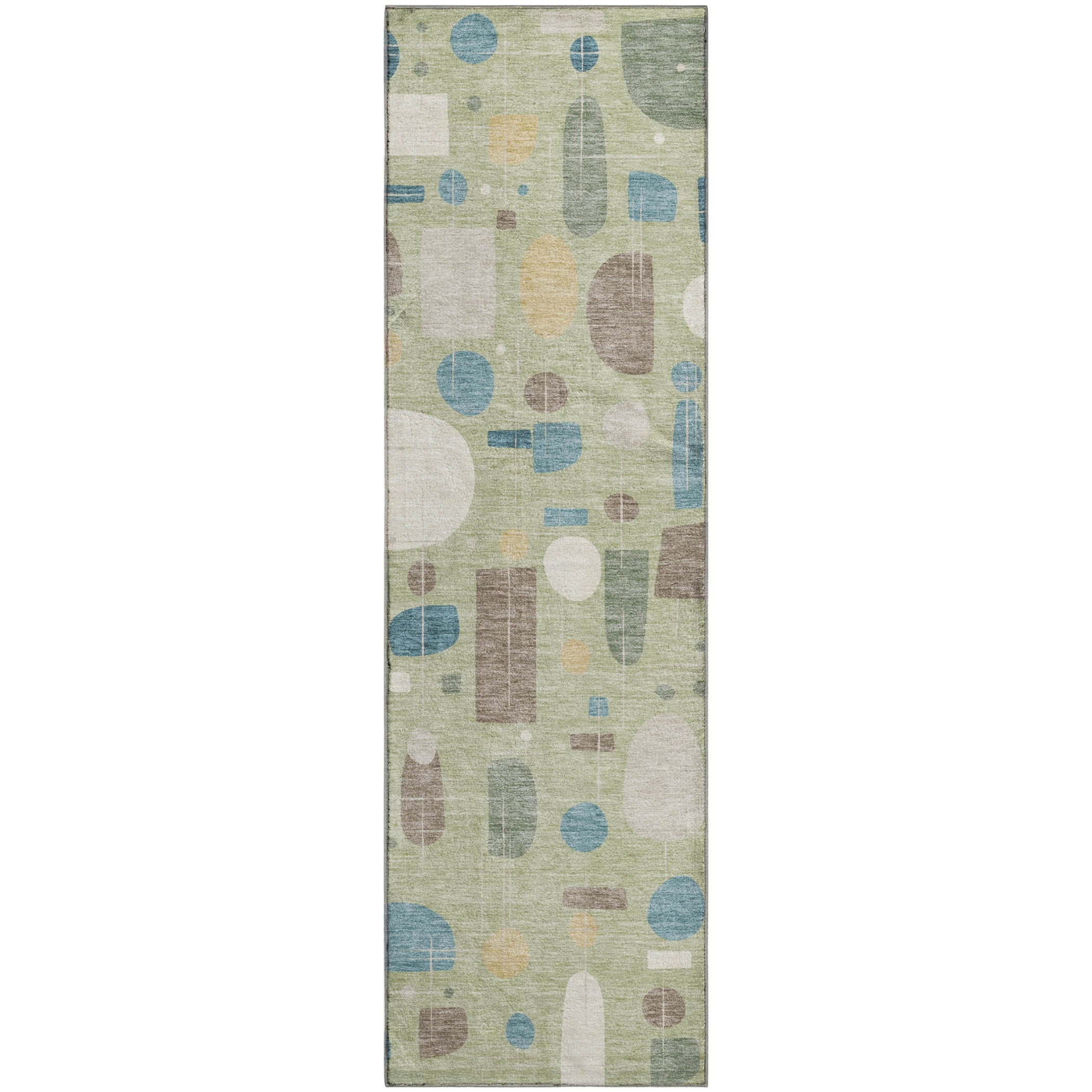 Sarajevo Machine Washable Transitional Aloe Green Rug 2'3" x 7'6" #shape_Runner