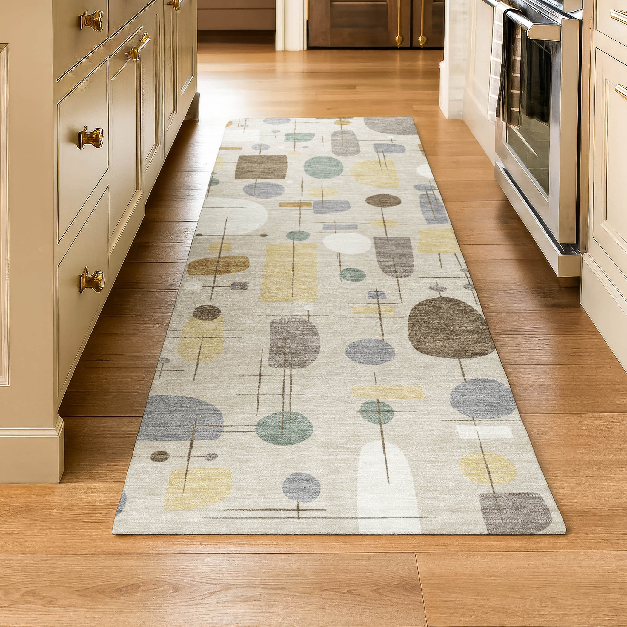 Sarajevo Machine Washable Transitional Beige Brown Rug 2'3" x 7'6" #shape_Runner