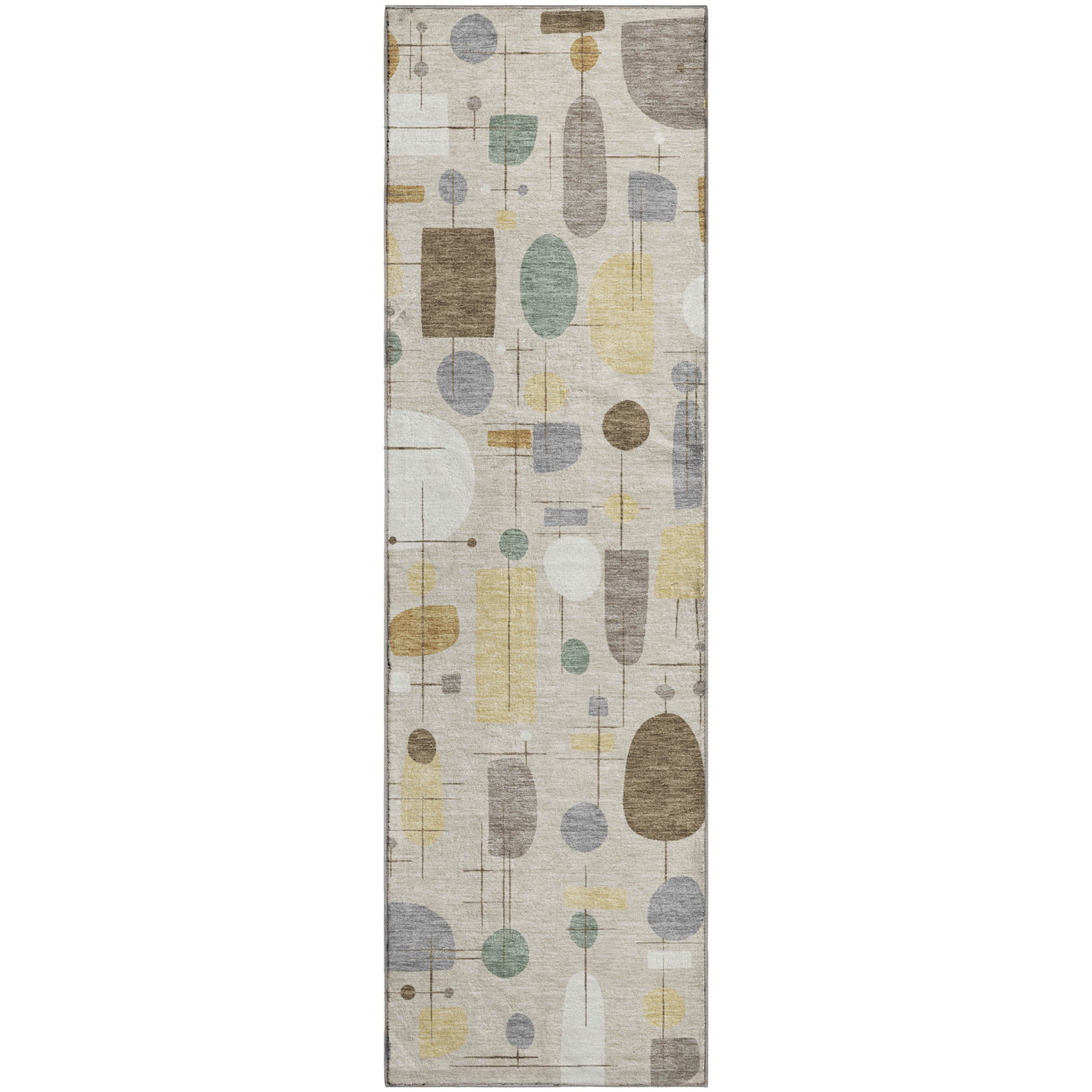 Sarajevo Machine Washable Transitional Beige Brown Rug 2'3" x 7'6" #shape_Runner