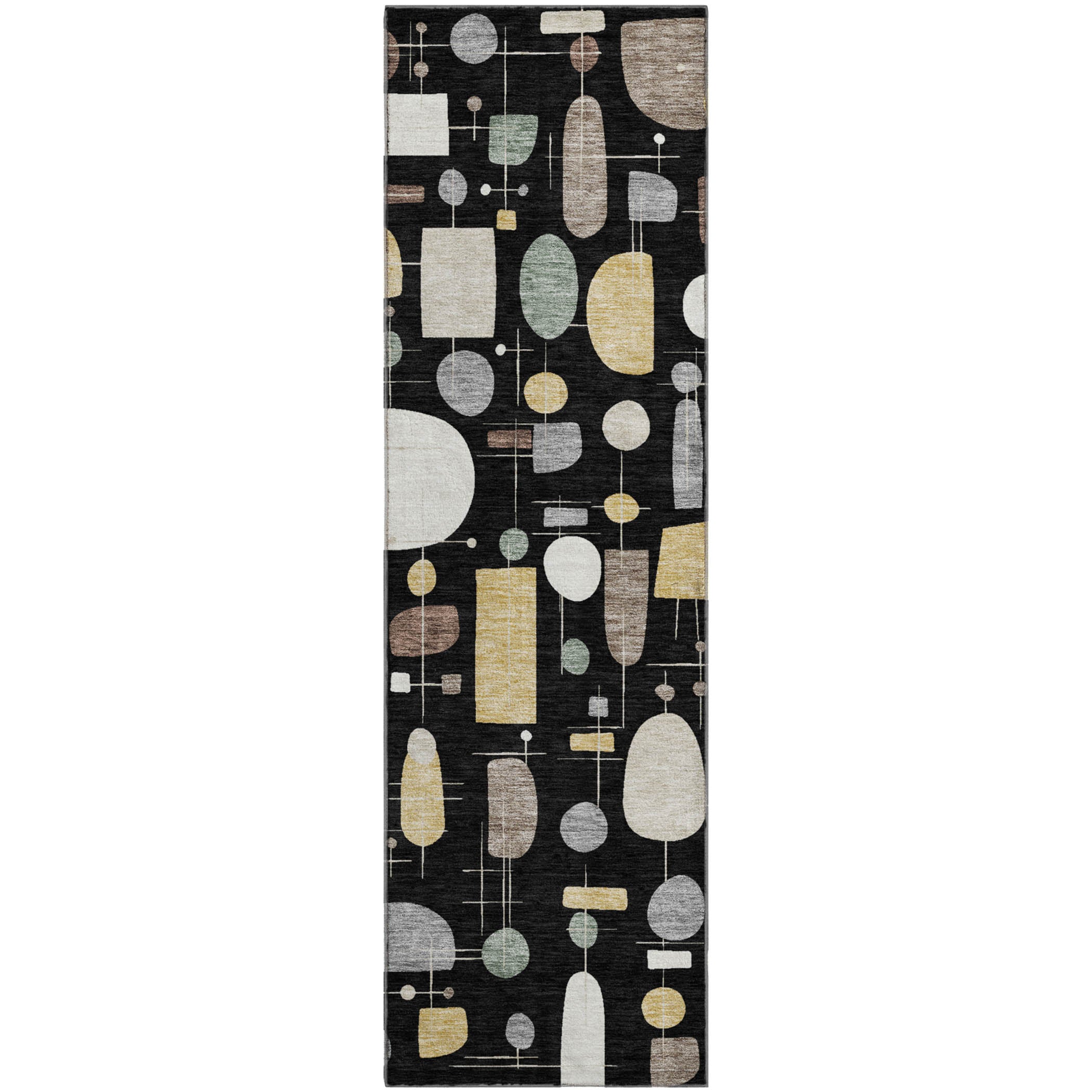 Sarajevo Machine Washable Transitional Black Rug 2'3" x 7'6" #shape_Runner