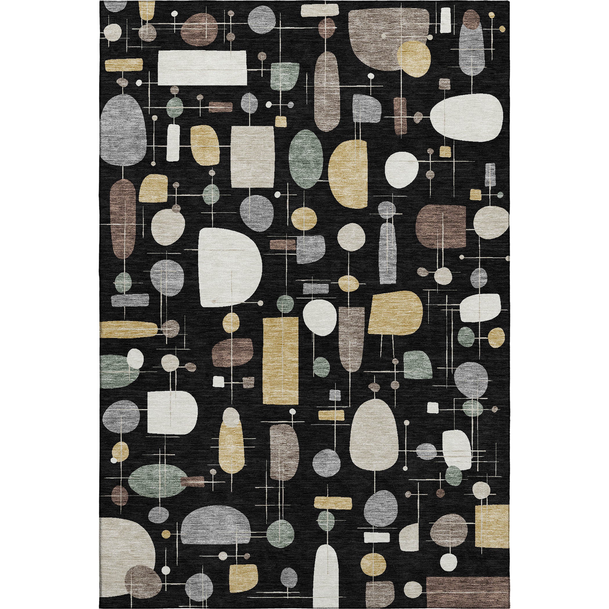 Sarajevo Machine Washable Transitional Black Rug 3' x 5' #shape_Rectangle
