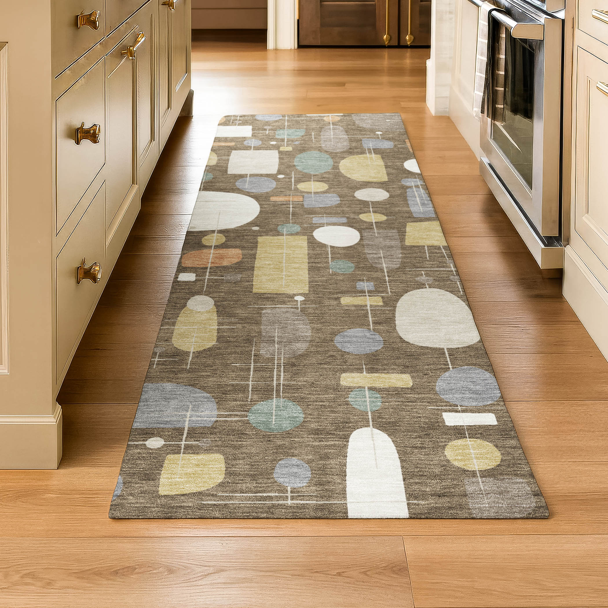 Sarajevo Machine Washable Transitional Chocolate Brown Rug 2'3" x 7'6" #shape_Runner