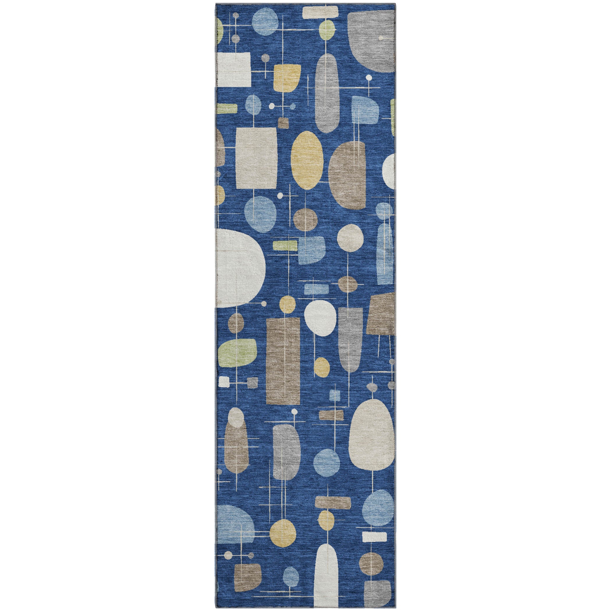 Sarajevo Machine Washable Transitional Navy Blue Rug 2'3" x 7'6" #shape_Runner