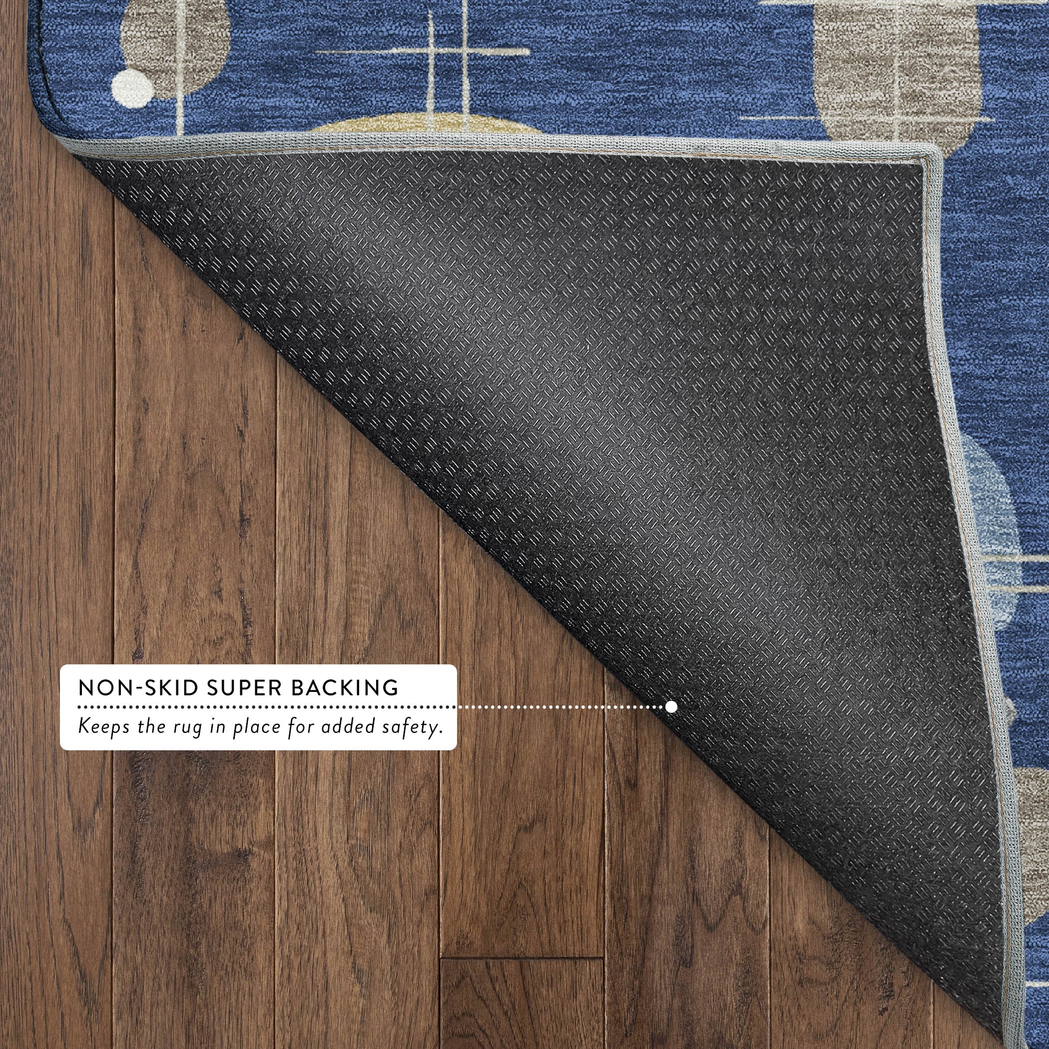 Sarajevo Machine Washable Transitional Navy Blue Rug 1'8" x 2'6" #shape_Rectangle