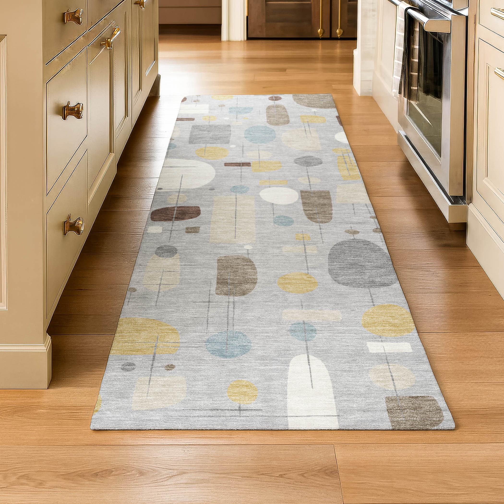 Sarajevo Machine Washable Transitional Silver Gray Rug 2'3" x 7'6" #shape_Runner