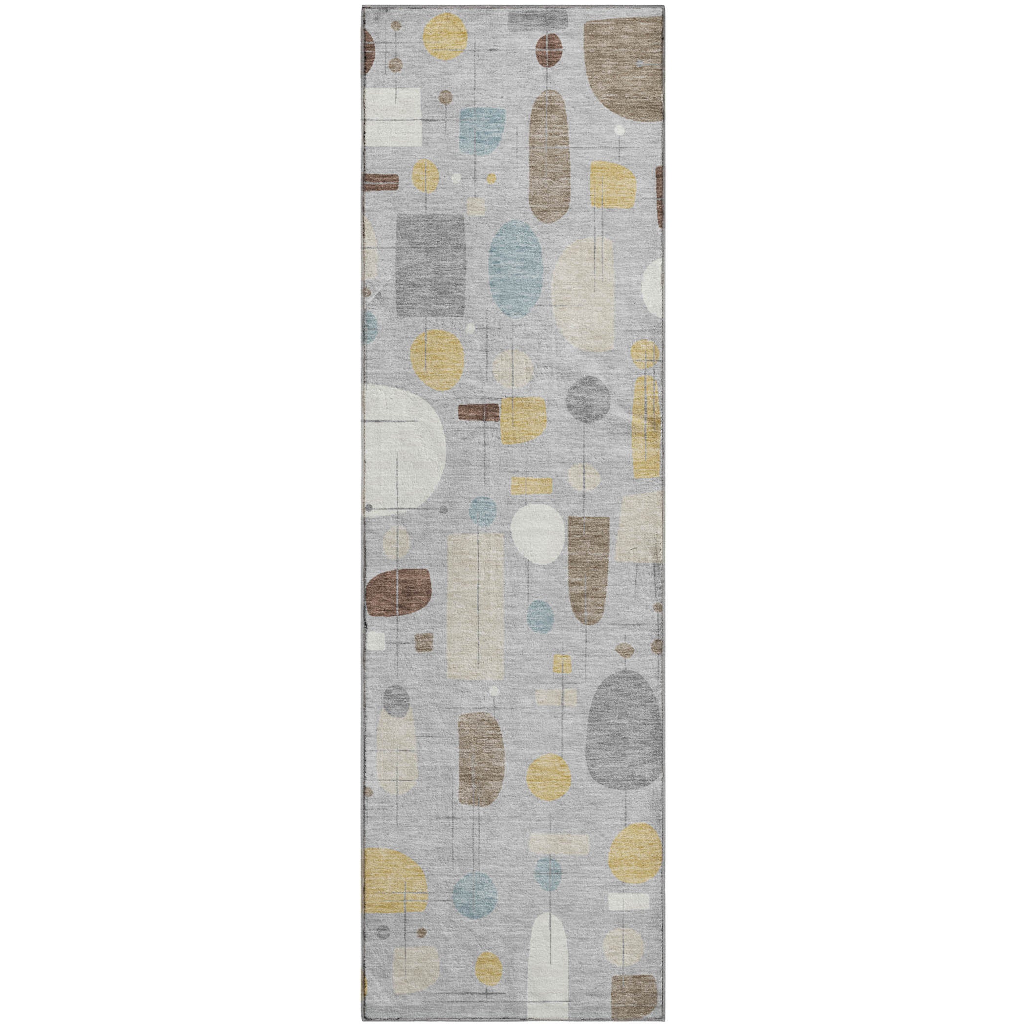 Sarajevo Machine Washable Transitional Silver Gray Rug 2'3" x 7'6" #shape_Runner