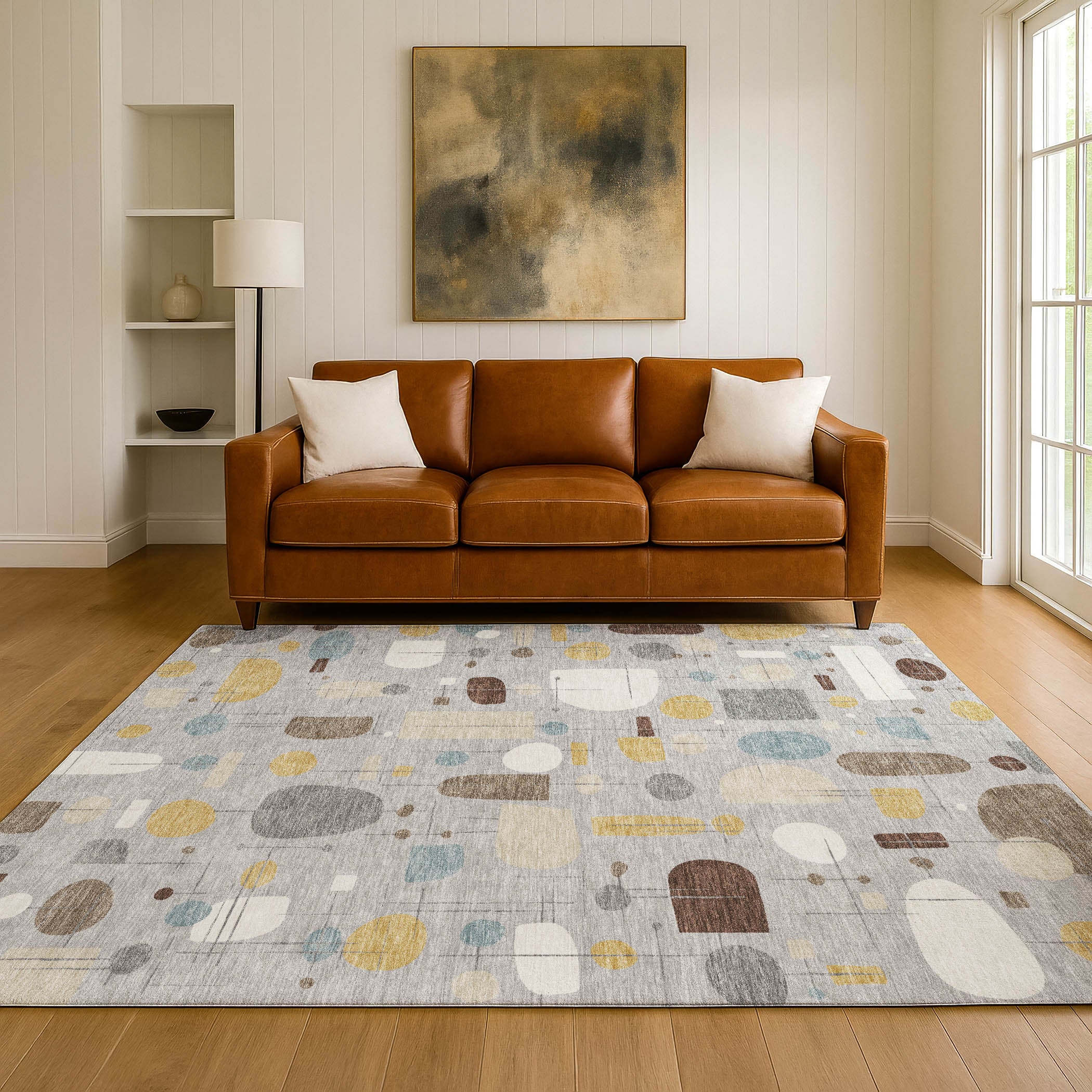 Sarajevo Machine Washable Transitional Silver Gray Rug 3' x 5' #shape_Rectangle