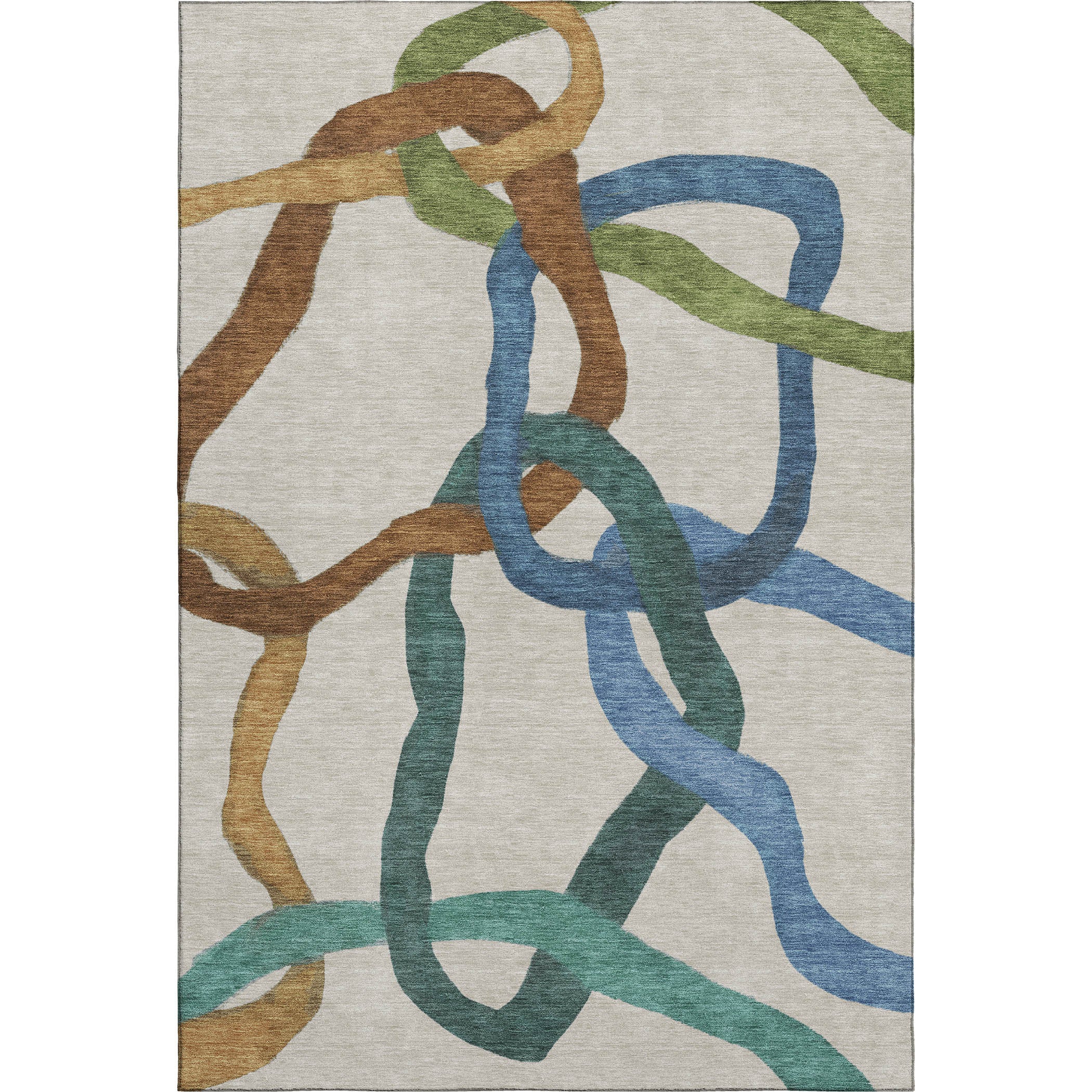 Queenstown Machine Washable Transitional Beige Brown Rug 3' x 5' #shape_Rectangle