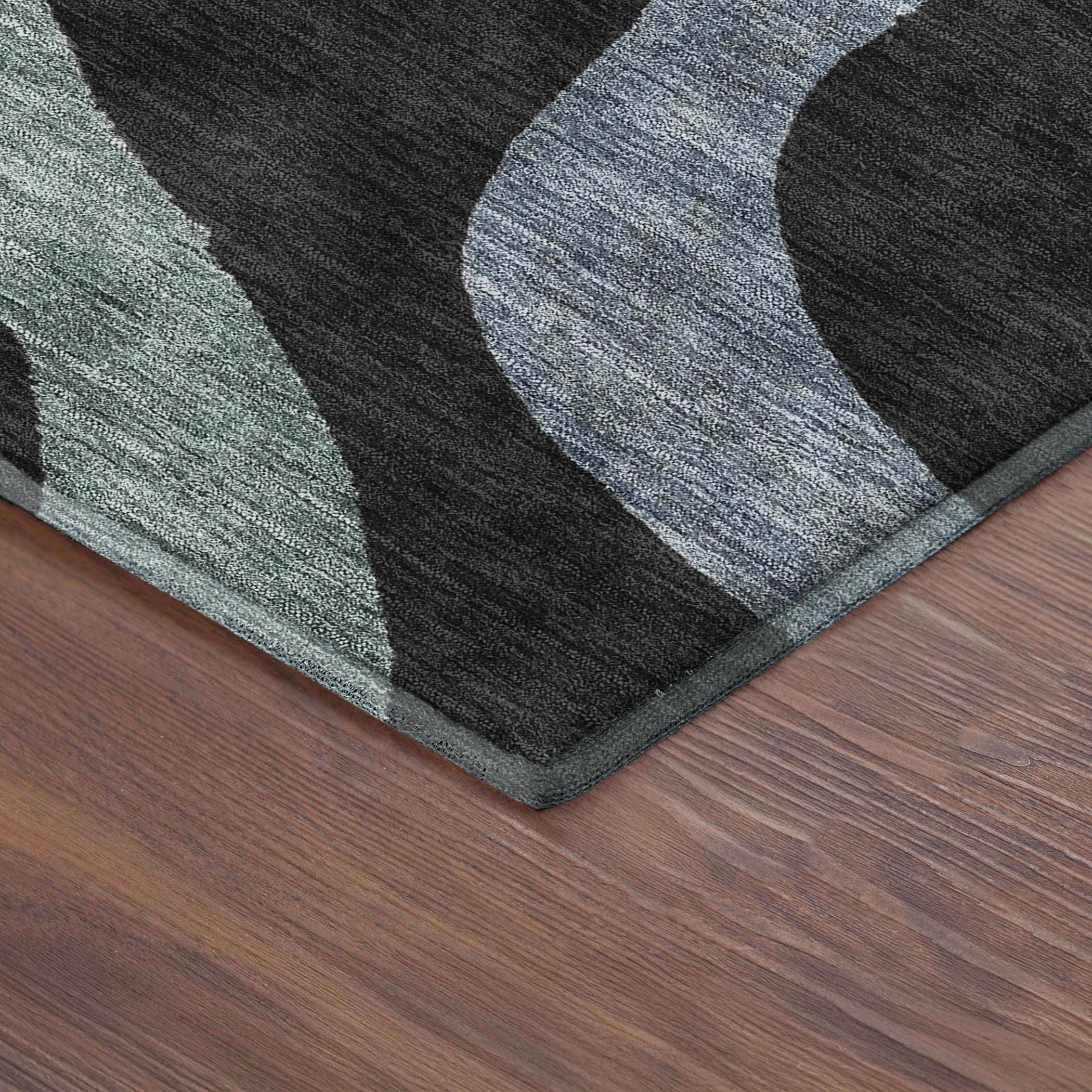 Queenstown Machine Washable Transitional Black Rug 1'8" x 2'6" #shape_Rectangle