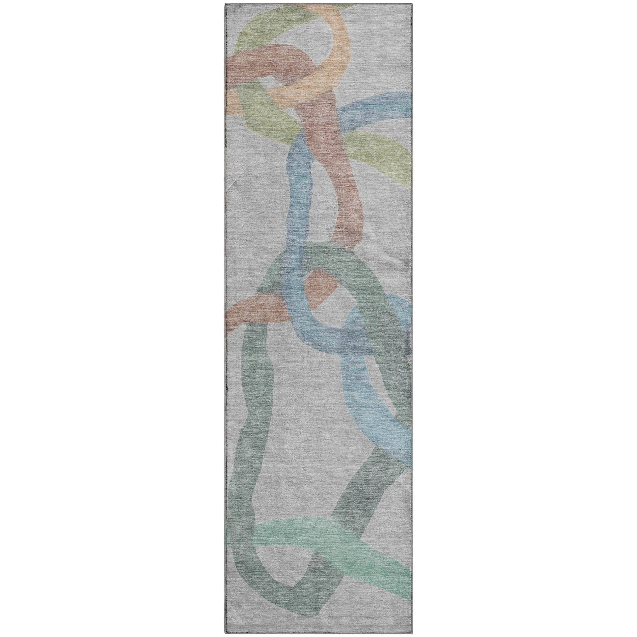Queenstown Machine Washable Transitional Gray Rug 2'3" x 7'6" #shape_Runner