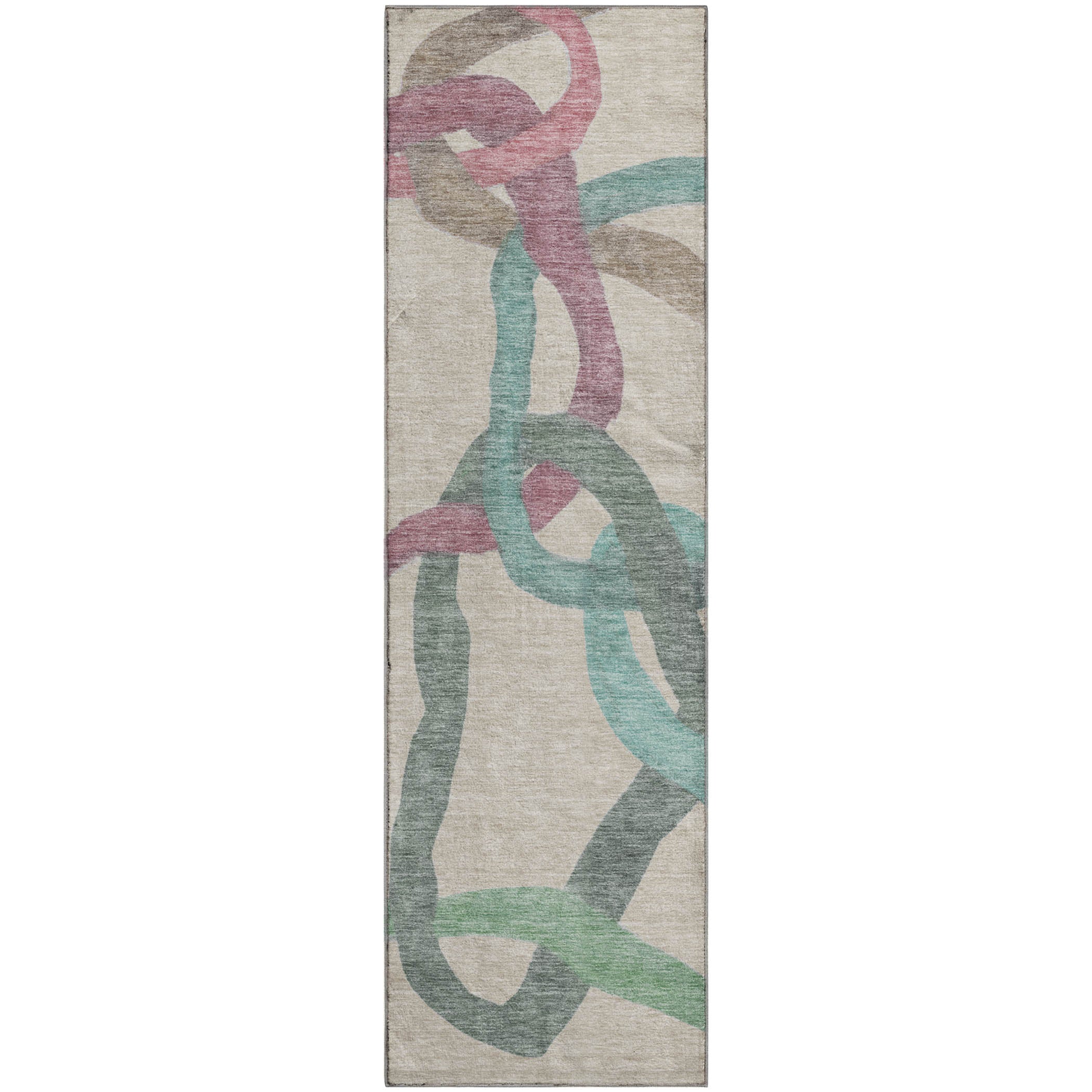 Queenstown Machine Washable Transitional Tan Brown Rug 2'3" x 7'6" #shape_Runner