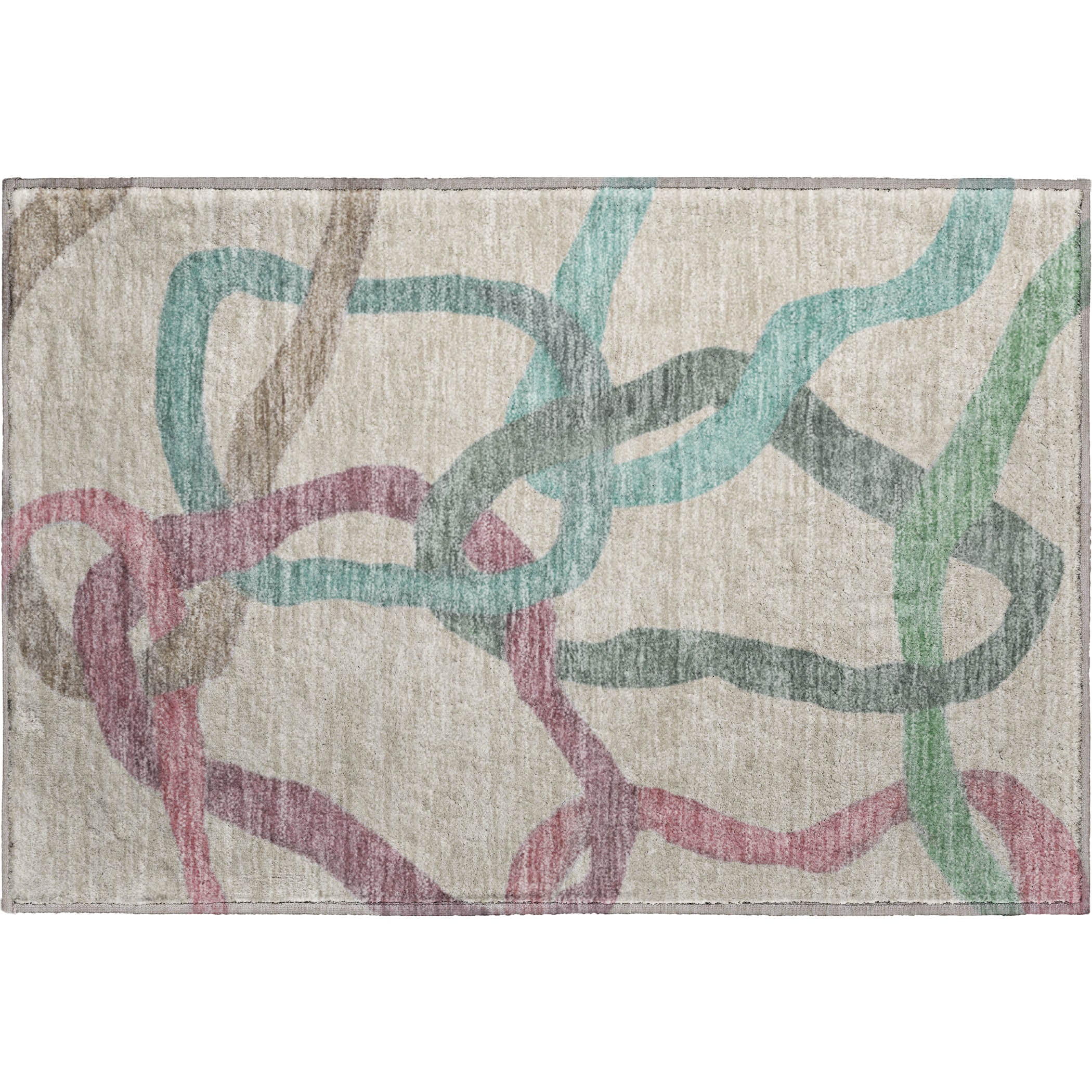 Queenstown Machine Washable Transitional Tan Brown Rug 1'8" x 2'6" #shape_Rectangle