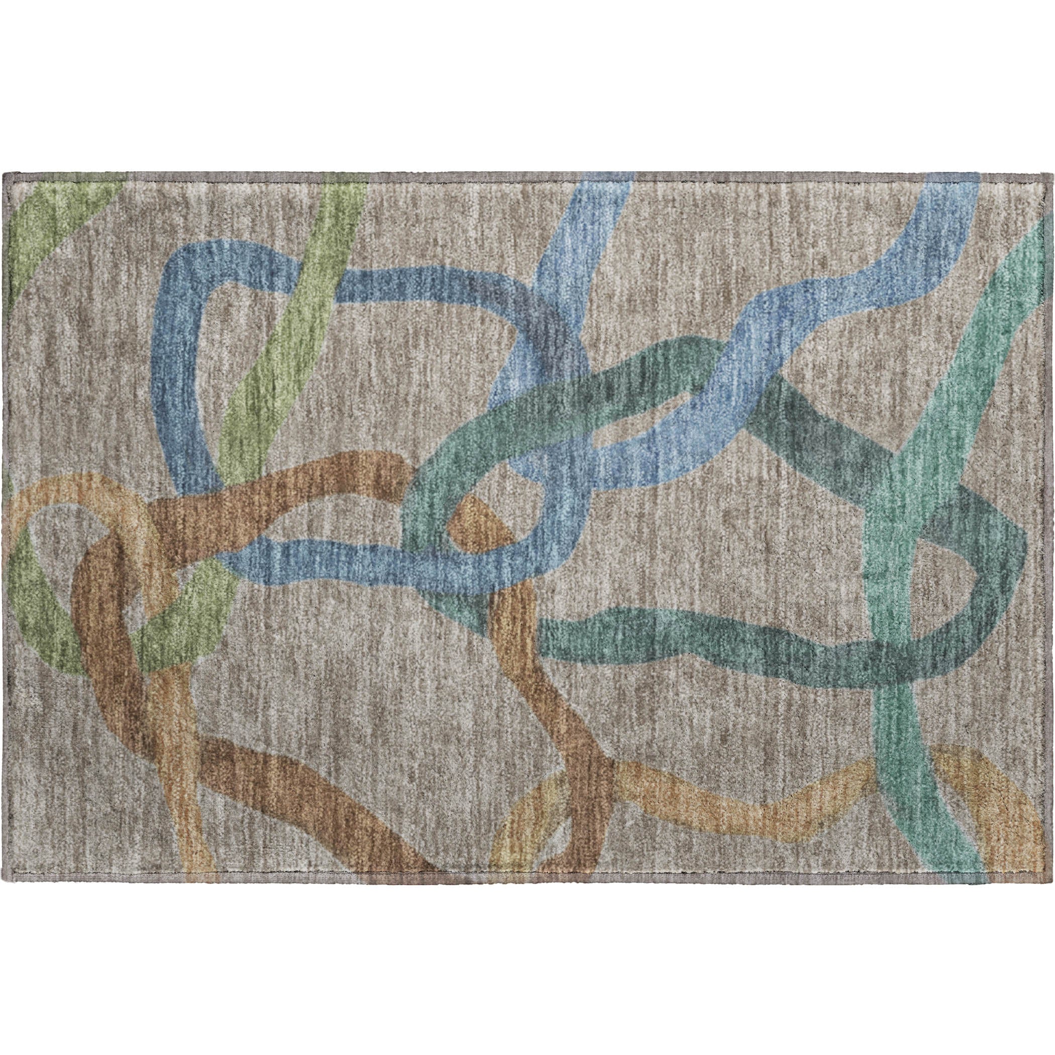 Queenstown Machine Washable Transitional Taupe Brown Rug 1'8" x 2'6" #shape_Rectangle