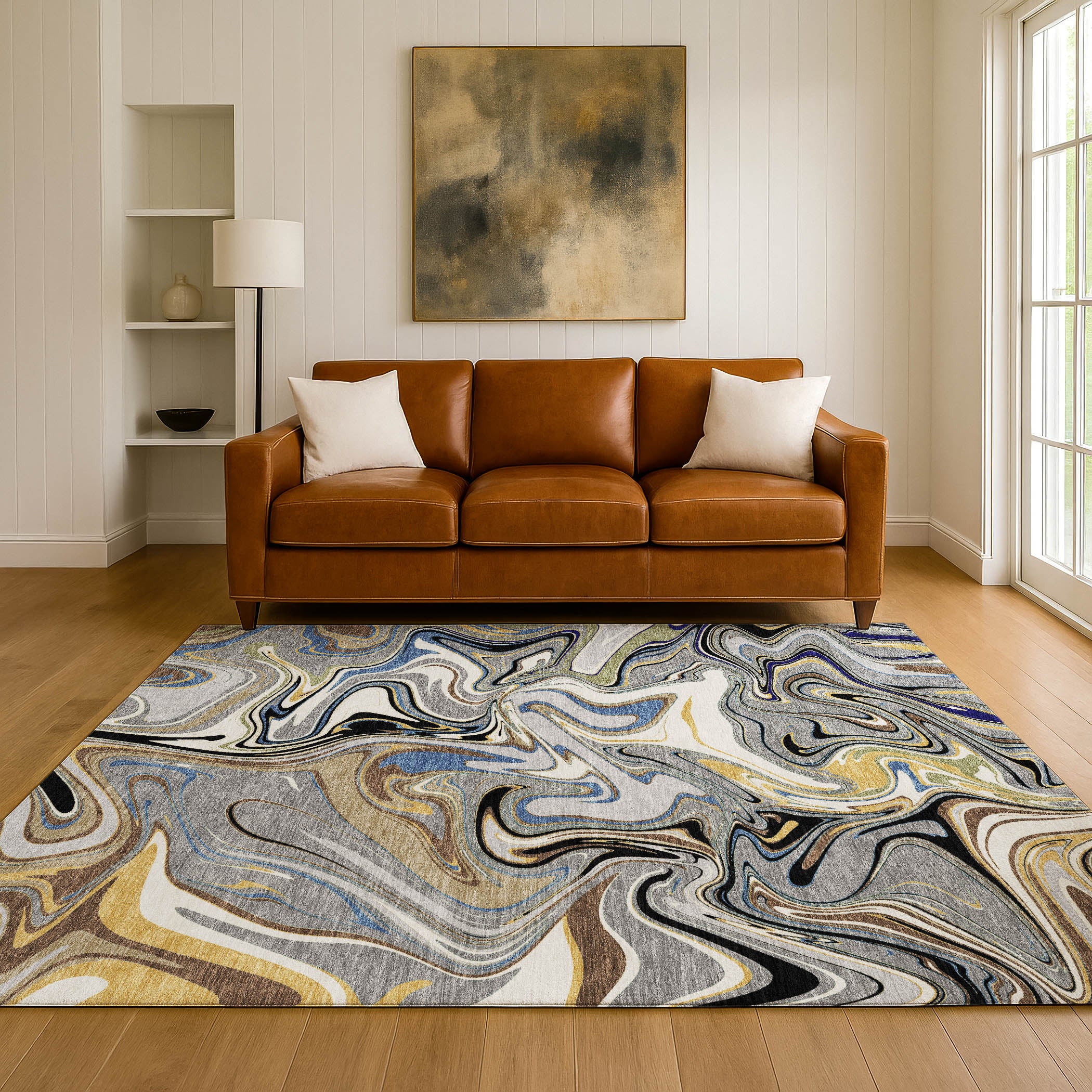 Budapest Machine Washable Transitional Gray Rug 3' x 5' #shape_Rectangle