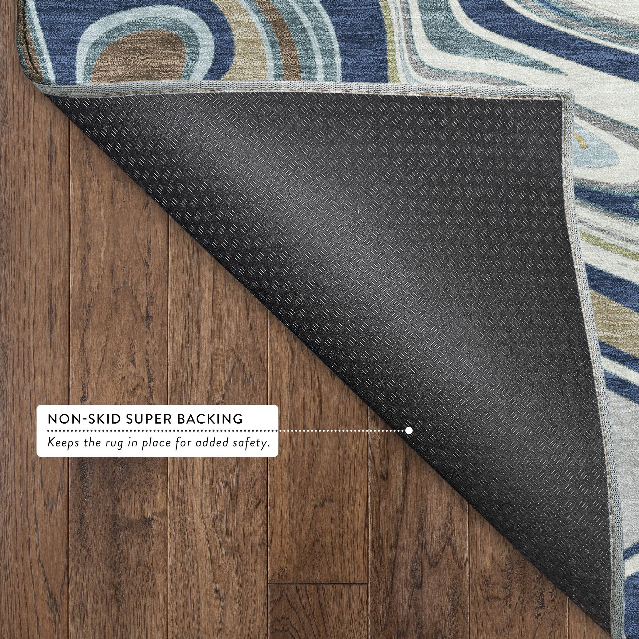Budapest Machine Washable Transitional Navy Blue Rug 1'8" x 2'6" #shape_Rectangle