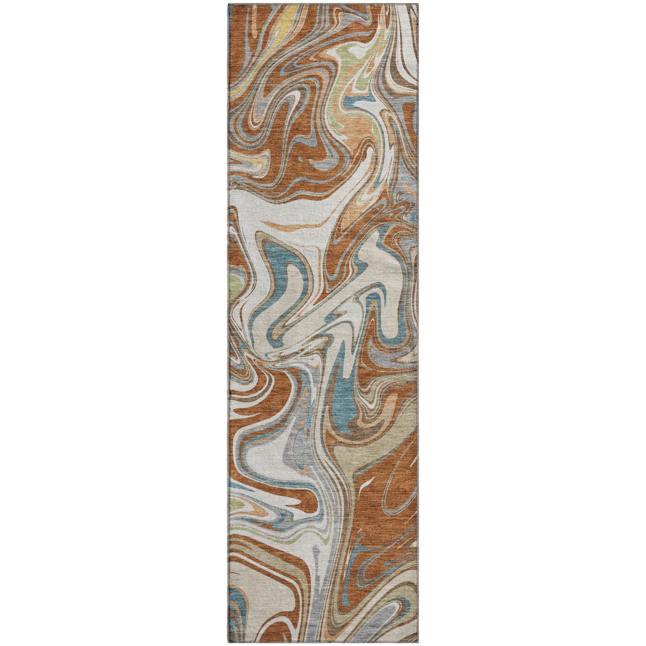 Budapest Machine Washable Transitional Paprika Orange Rug 2'3" x 7'6" #shape_Runner