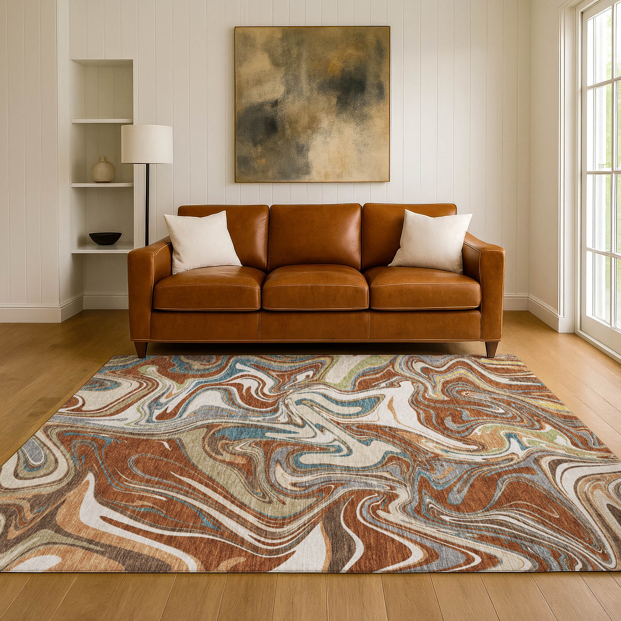 Budapest Machine Washable Transitional Paprika Orange Rug 3' x 5' #shape_Rectangle