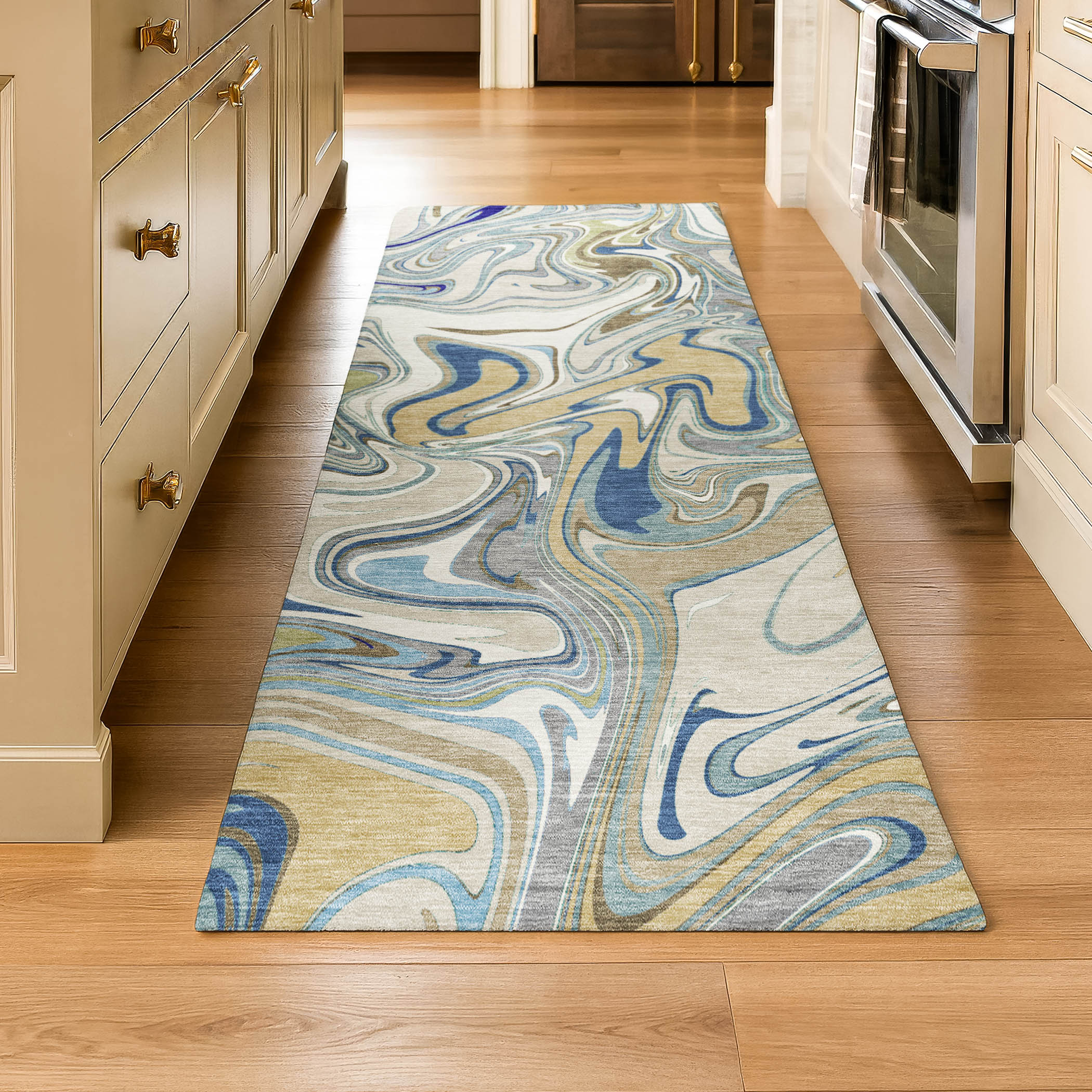 Budapest Machine Washable Transitional Putty Ivory Rug 2'3" x 7'6" #shape_Runner