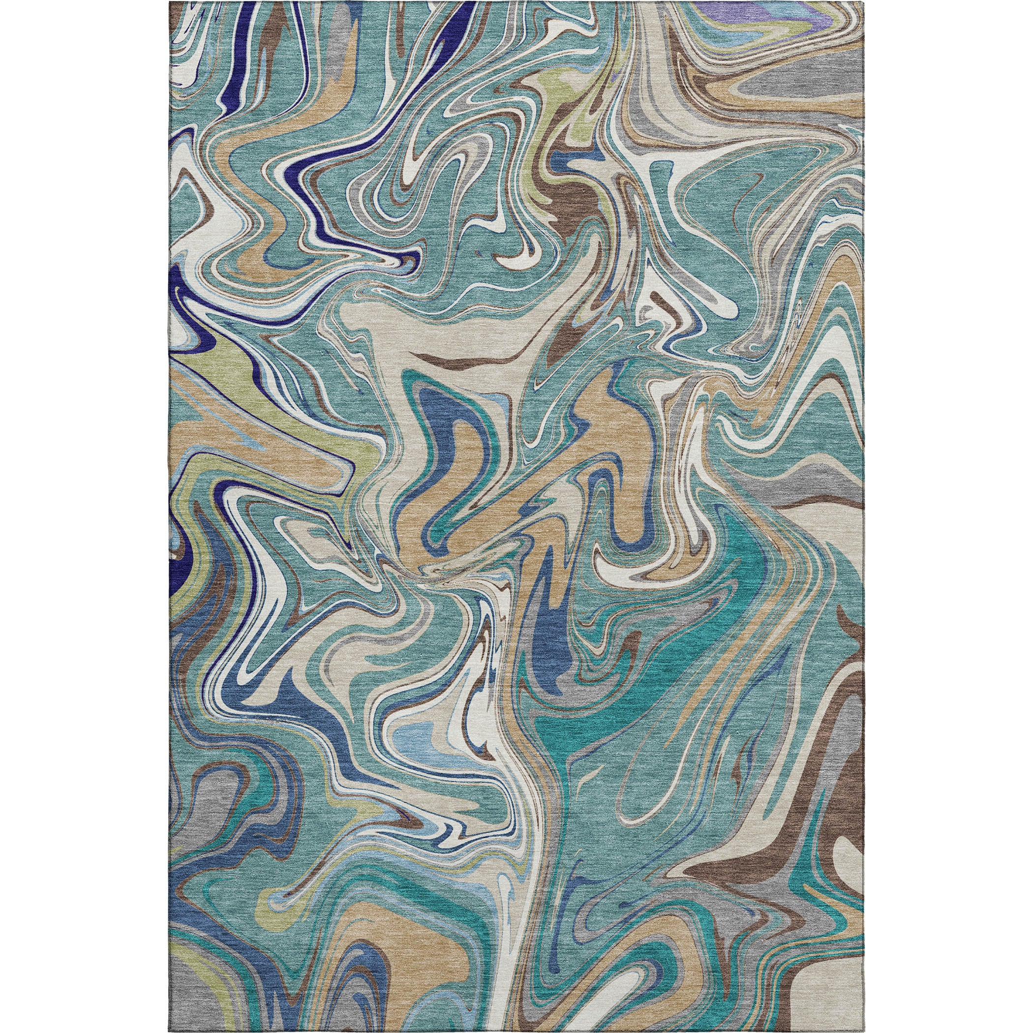 Budapest Machine Washable Transitional Teal Rug 3' x 5' #shape_Rectangle
