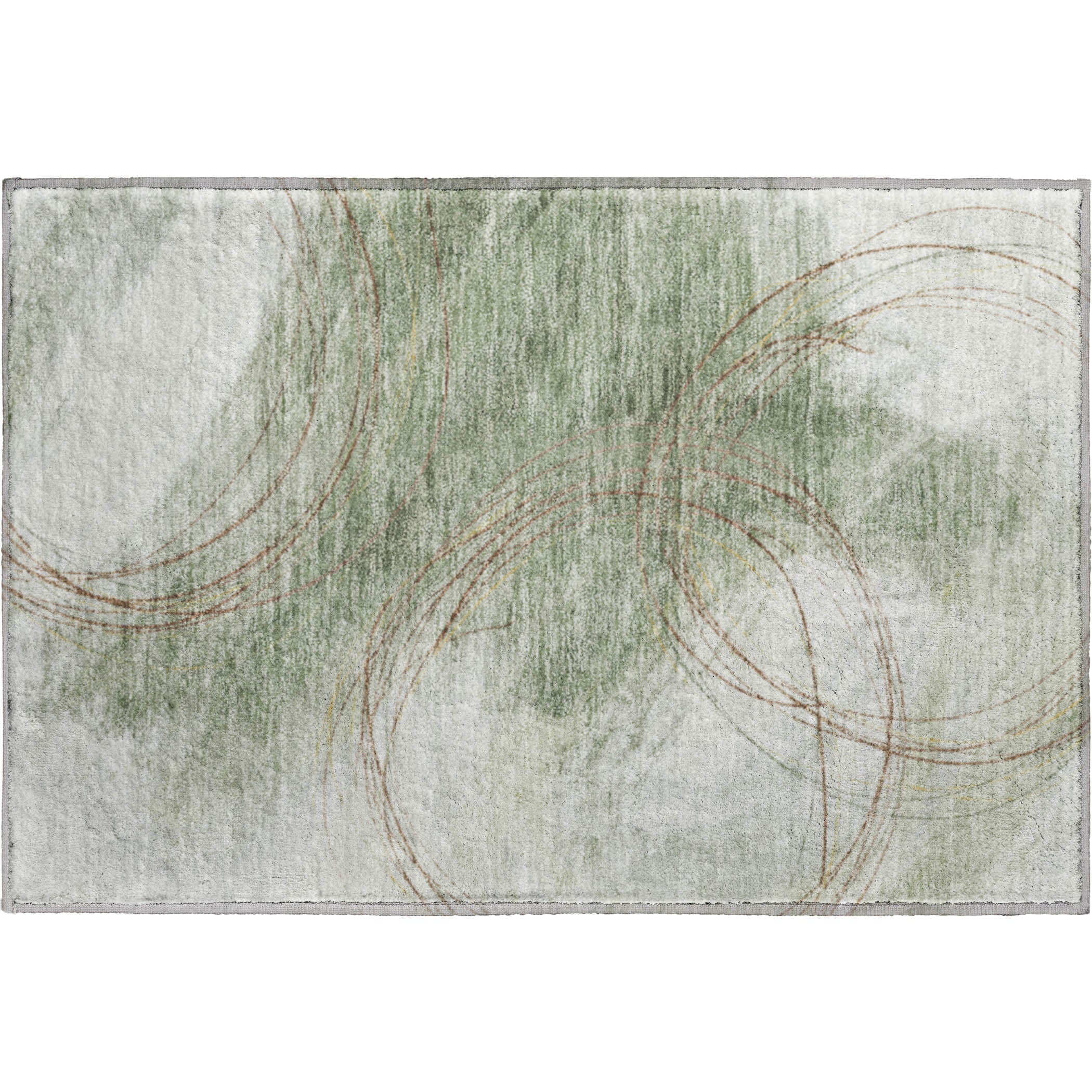 Istanbul Machine Washable Transitional Aloe Green Rug 1'8" x 2'6" #shape_Rectangle