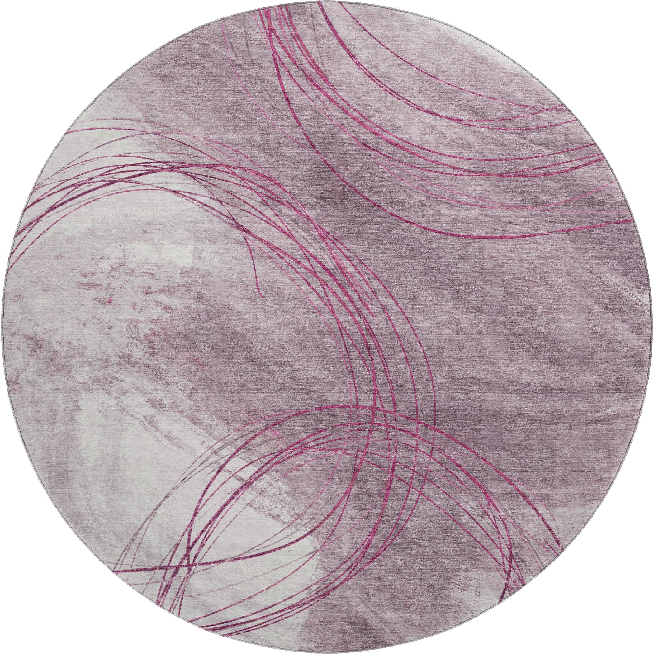 Istanbul Machine Washable Transitional Blush Pink Rug 8' x 8' #shape_Round