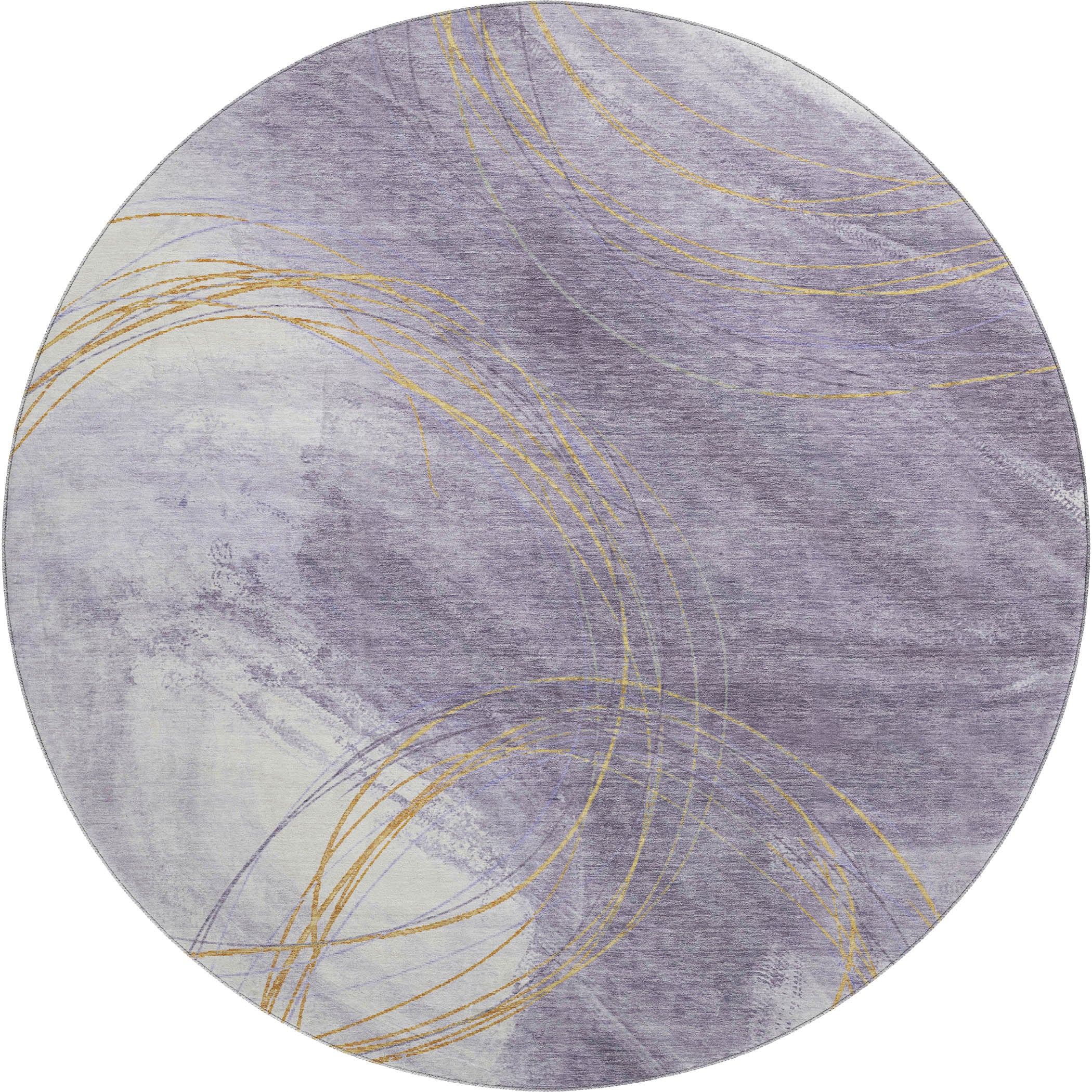 Istanbul Machine Washable Transitional Purple Rug 8' x 8' #shape_Round