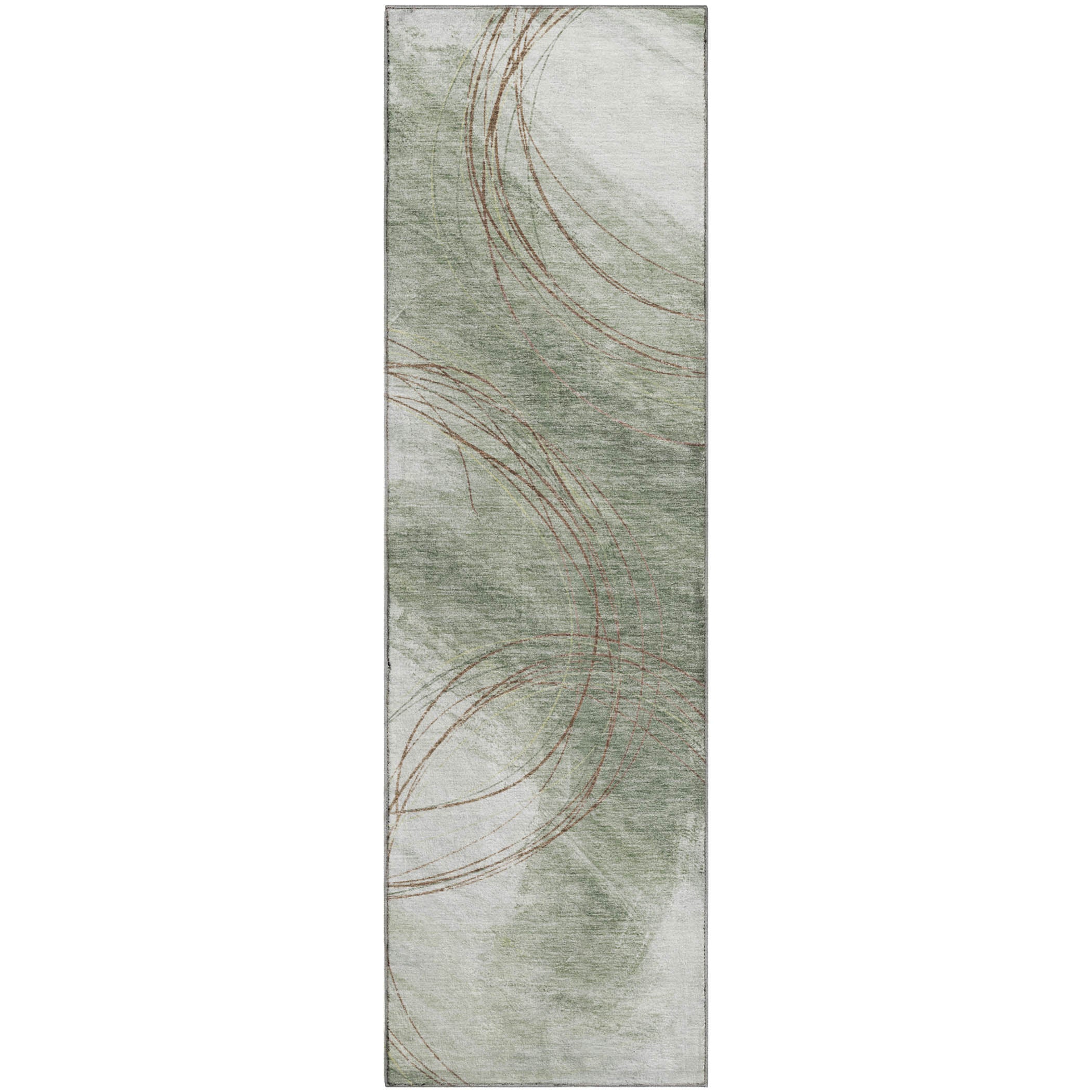 Istanbul Machine Washable Transitional Sage Green Rug 2'3" x 7'6" #shape_Runner