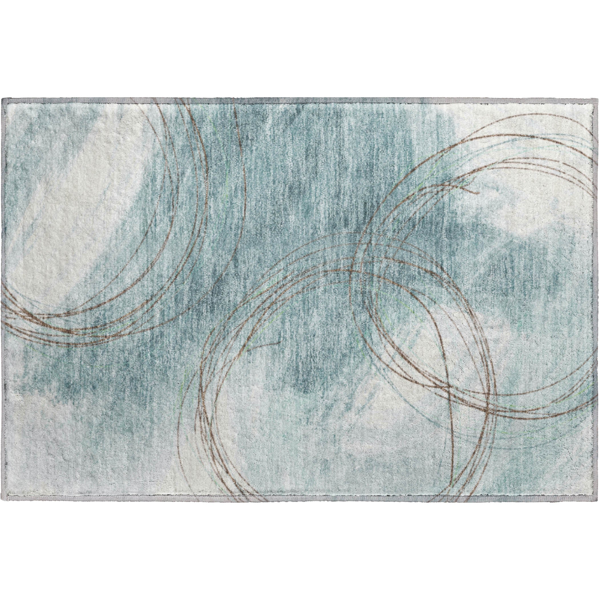Istanbul Machine Washable Transitional Teal Rug 1'8" x 2'6" #shape_Rectangle