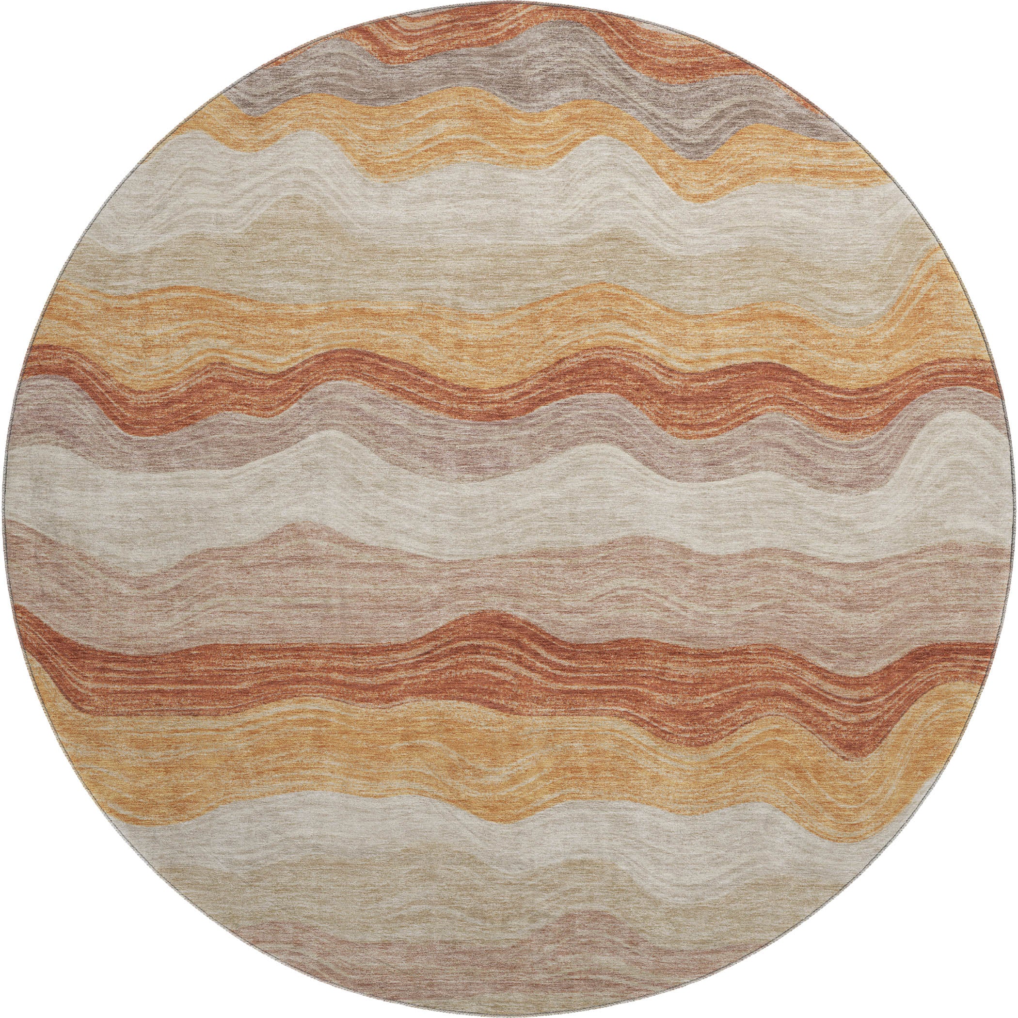 Sintra Machine Washable Transitional Copper Orange Rug 8' x 8' #shape_Round