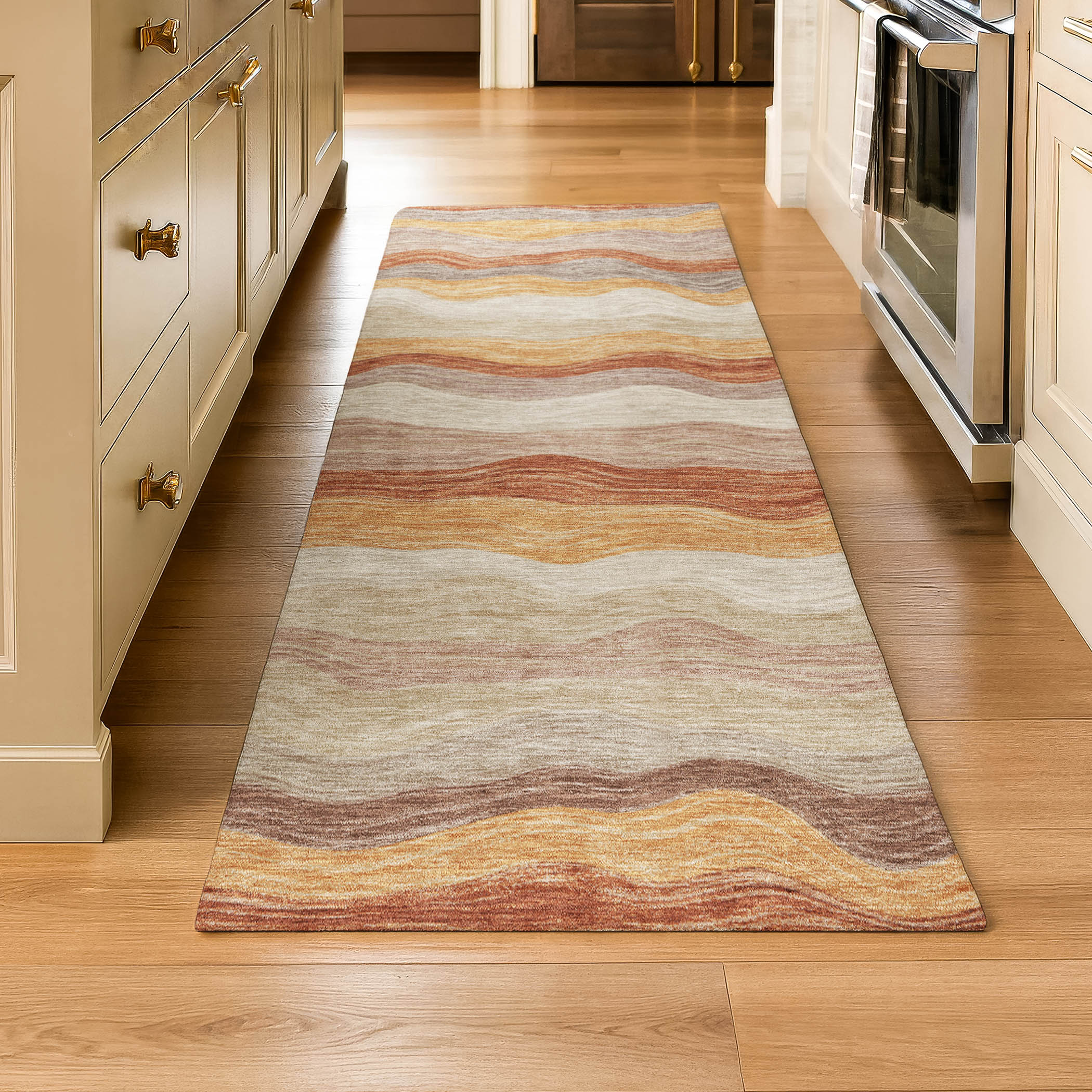 Sintra Machine Washable Transitional Copper Orange Rug 2'3" x 7'6" #shape_Runner
